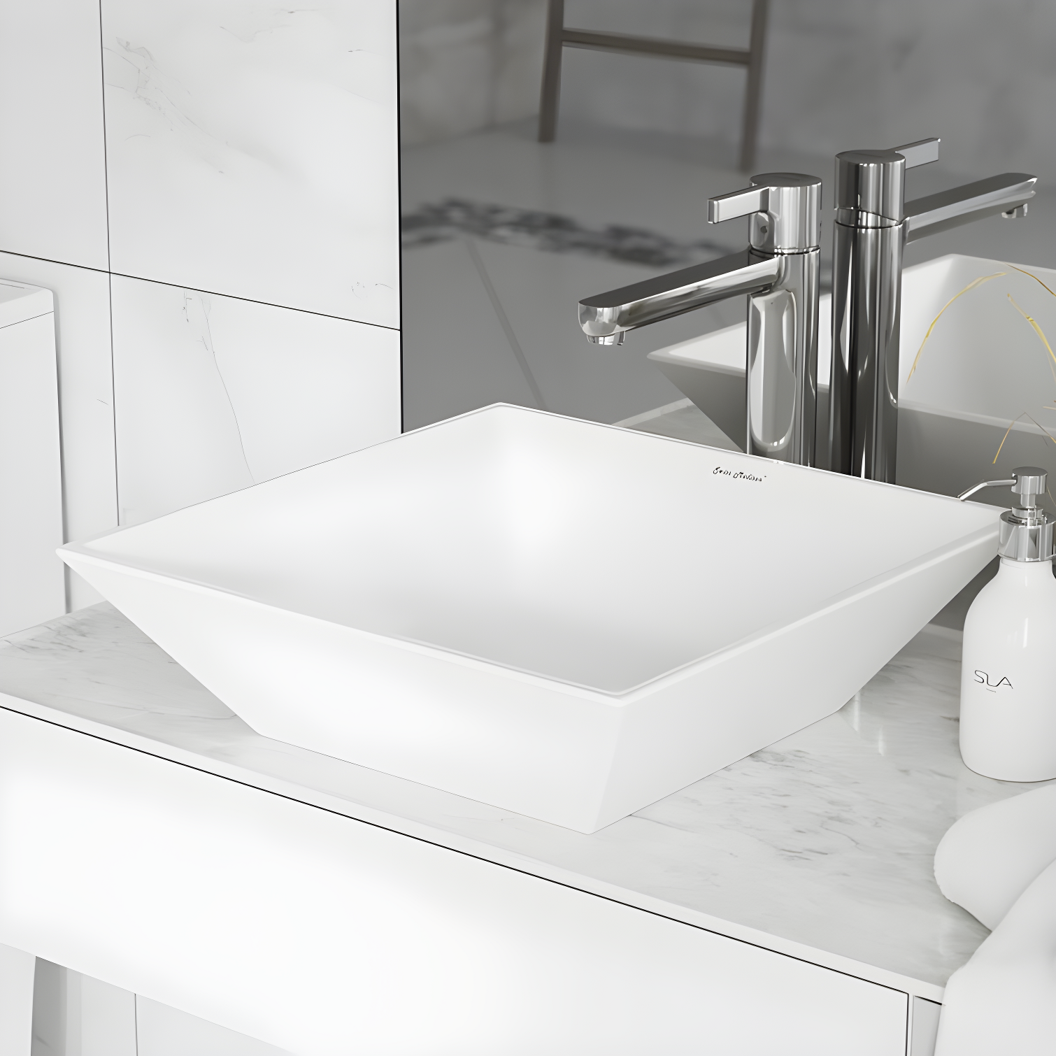 St. Tropez Square Glossy White Ceramic Vessel Sink