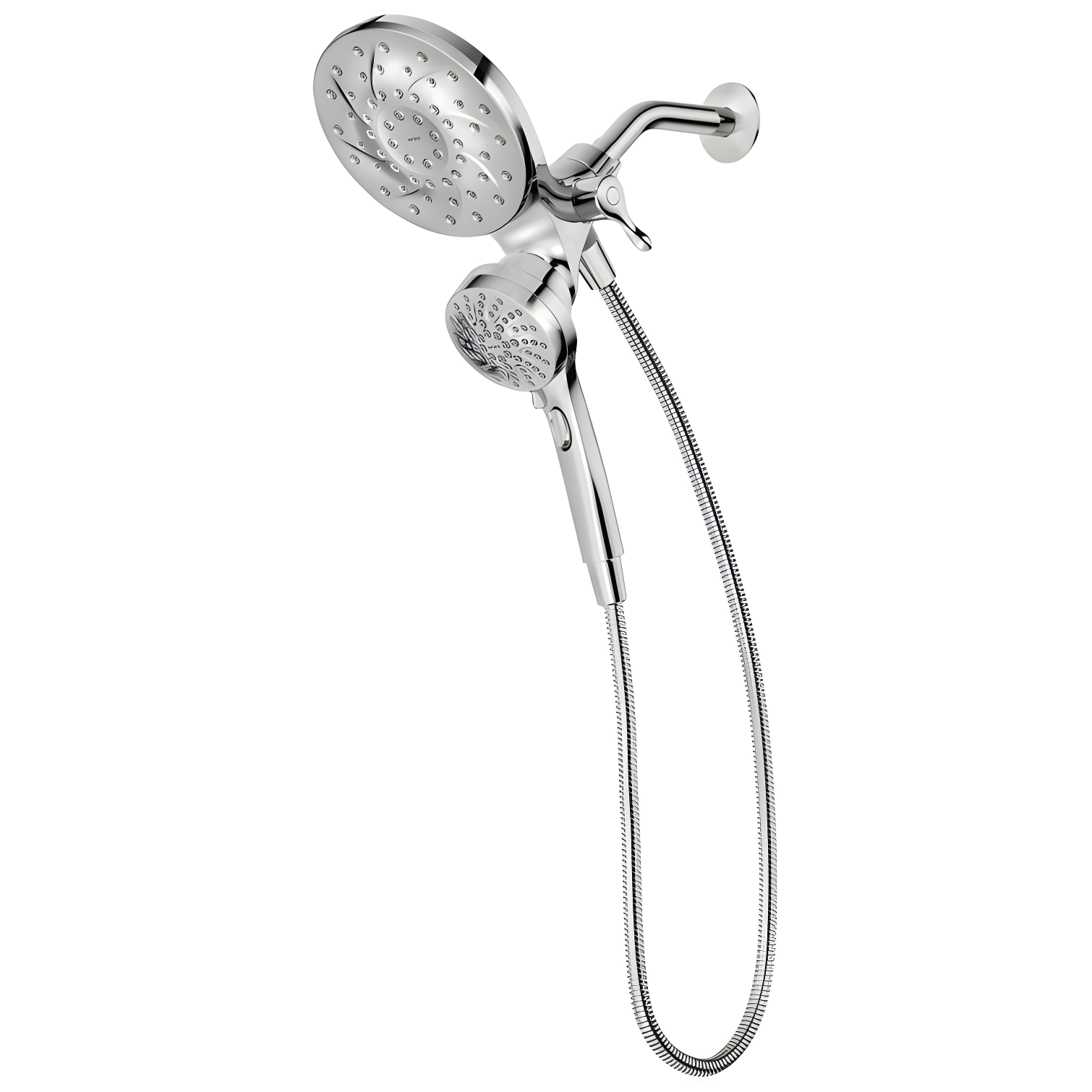 Chrome Dual Head Handheld Rain Shower with Magnetic Docking