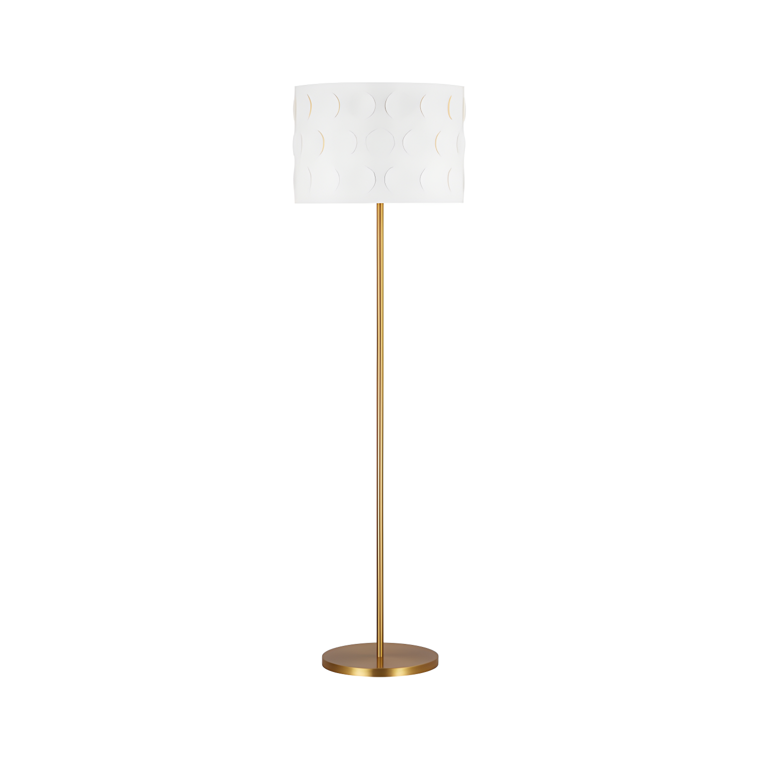 Dottie Burnished Brass Floor Lamp with White Linen Shade