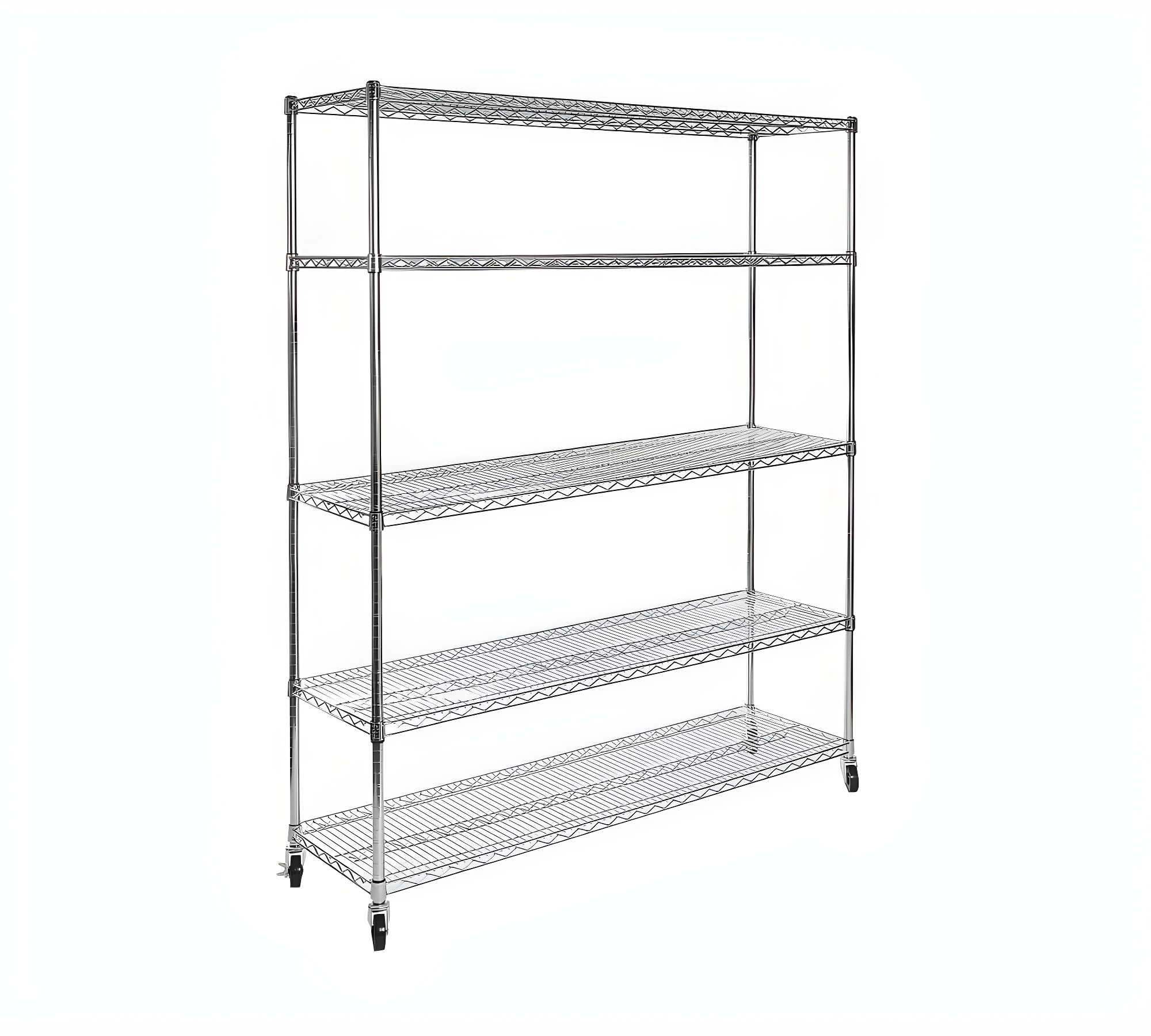 UltraDurable 5-Tier Silver Steel Shelving Unit with Wheels