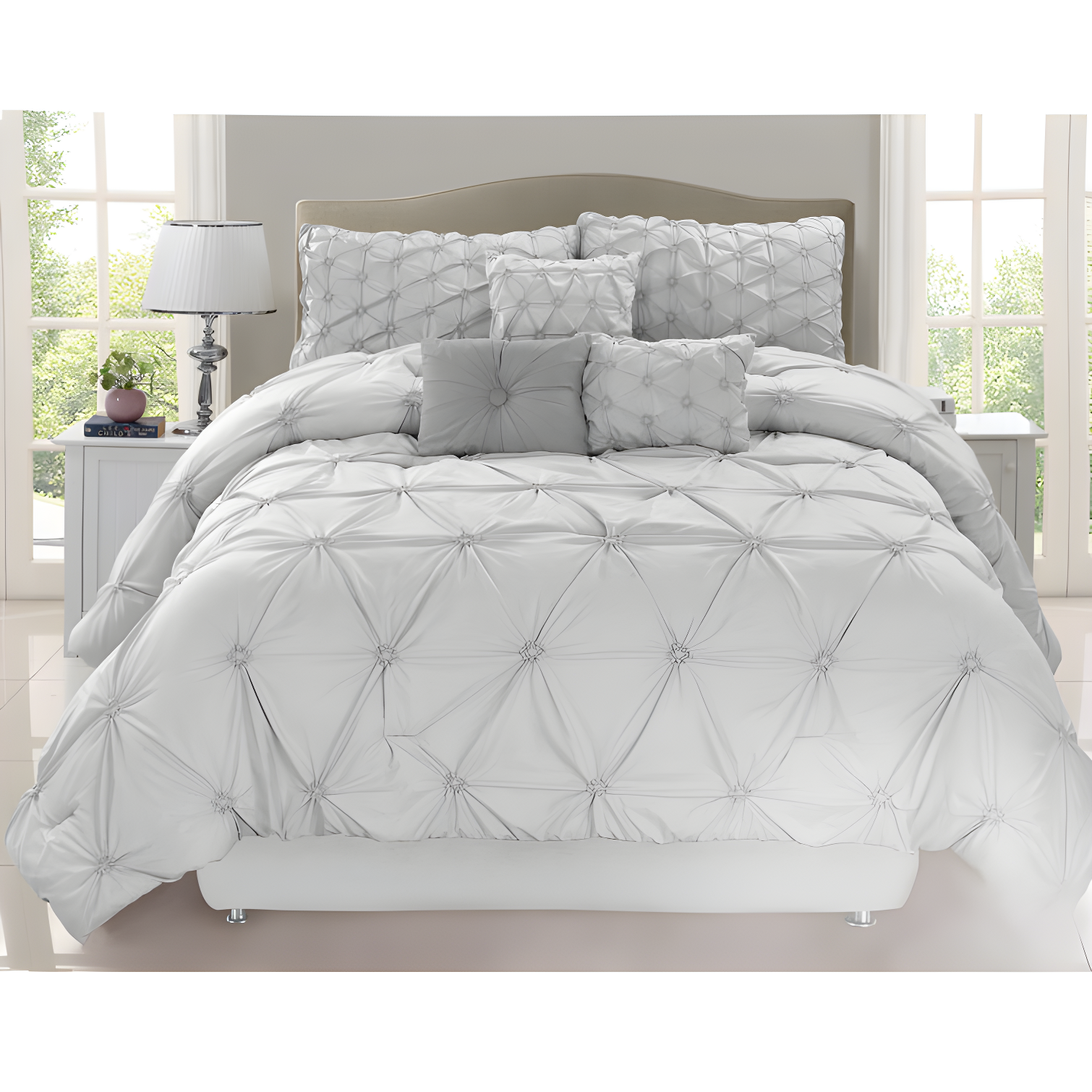 Chateau Full Gray Microfiber Comforter Set