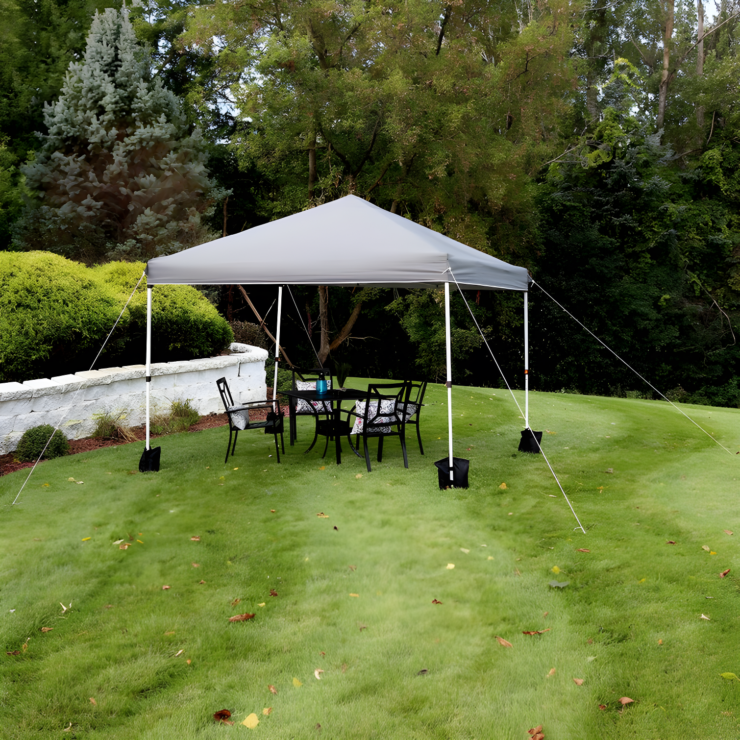 12 Ft. Gray Steel Pop-Up Canopy with Sandbags