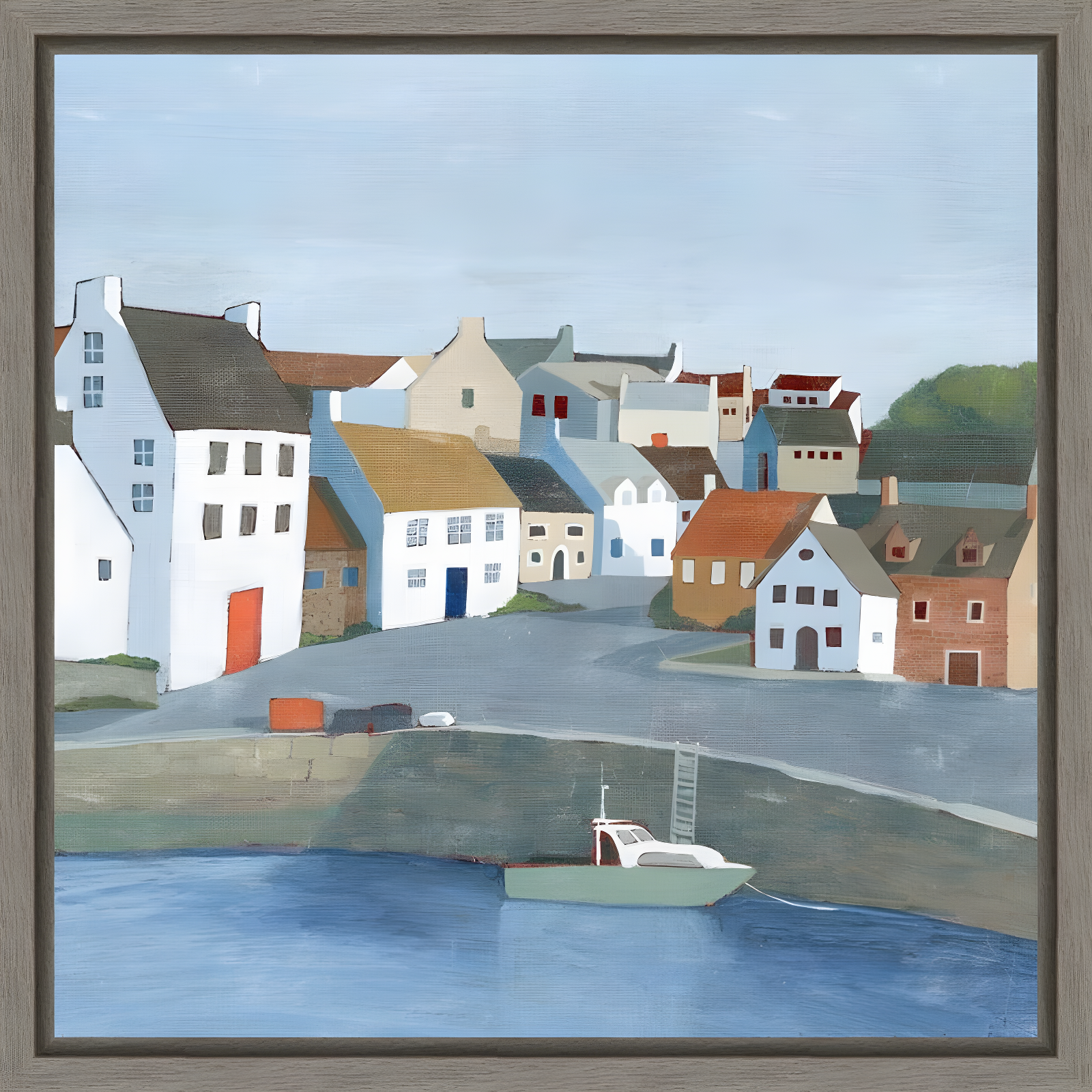 Grace Popp Coastal Village Canvas Wall Art Print 16 x 16