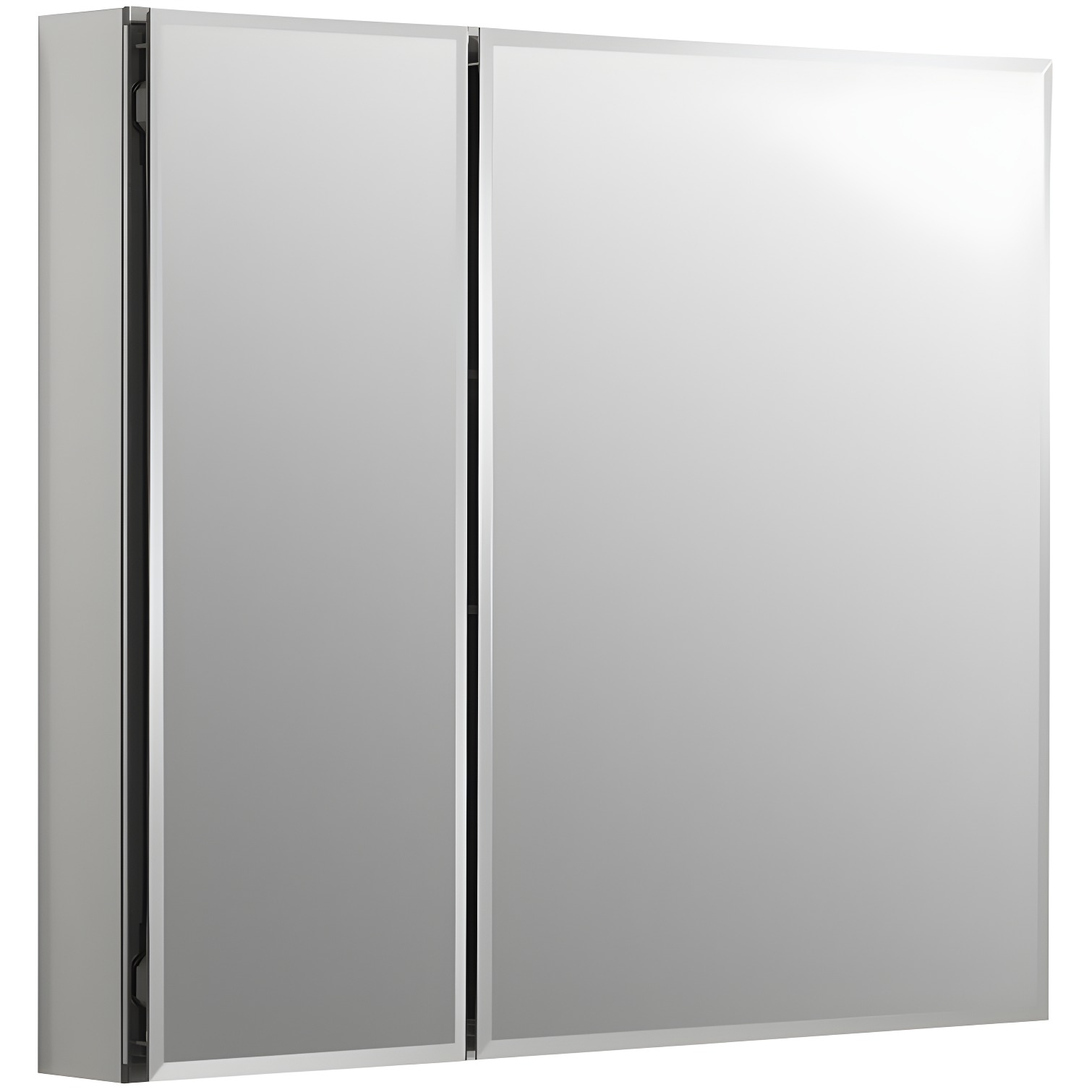 Sleek Frameless Aluminum Medicine Cabinet with Beveled Mirrored Doors