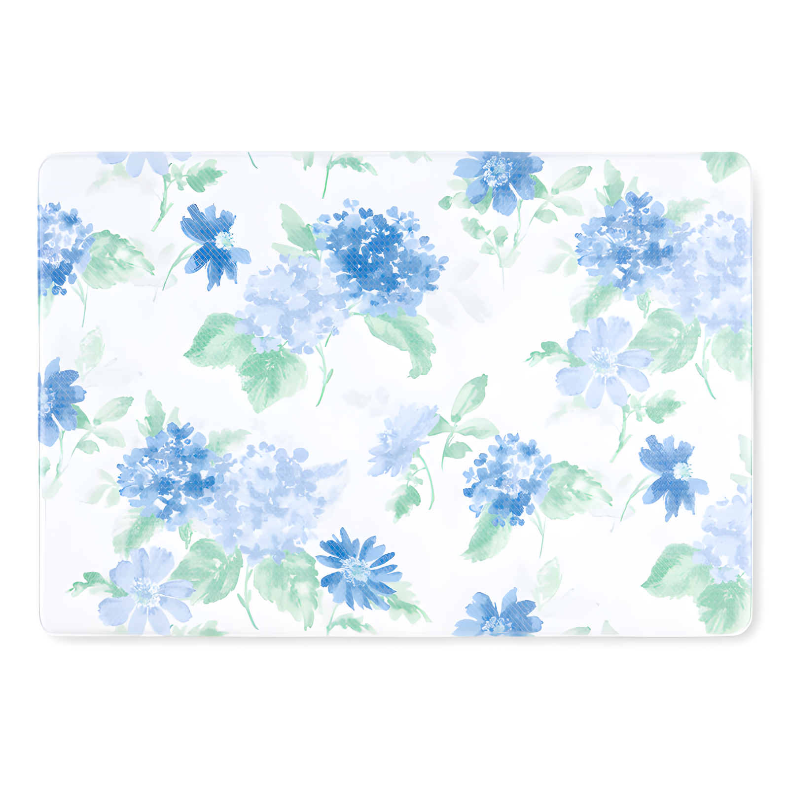 Blue and Purple Floral Reversible Water-Resistant Kitchen Mat 20"x30"