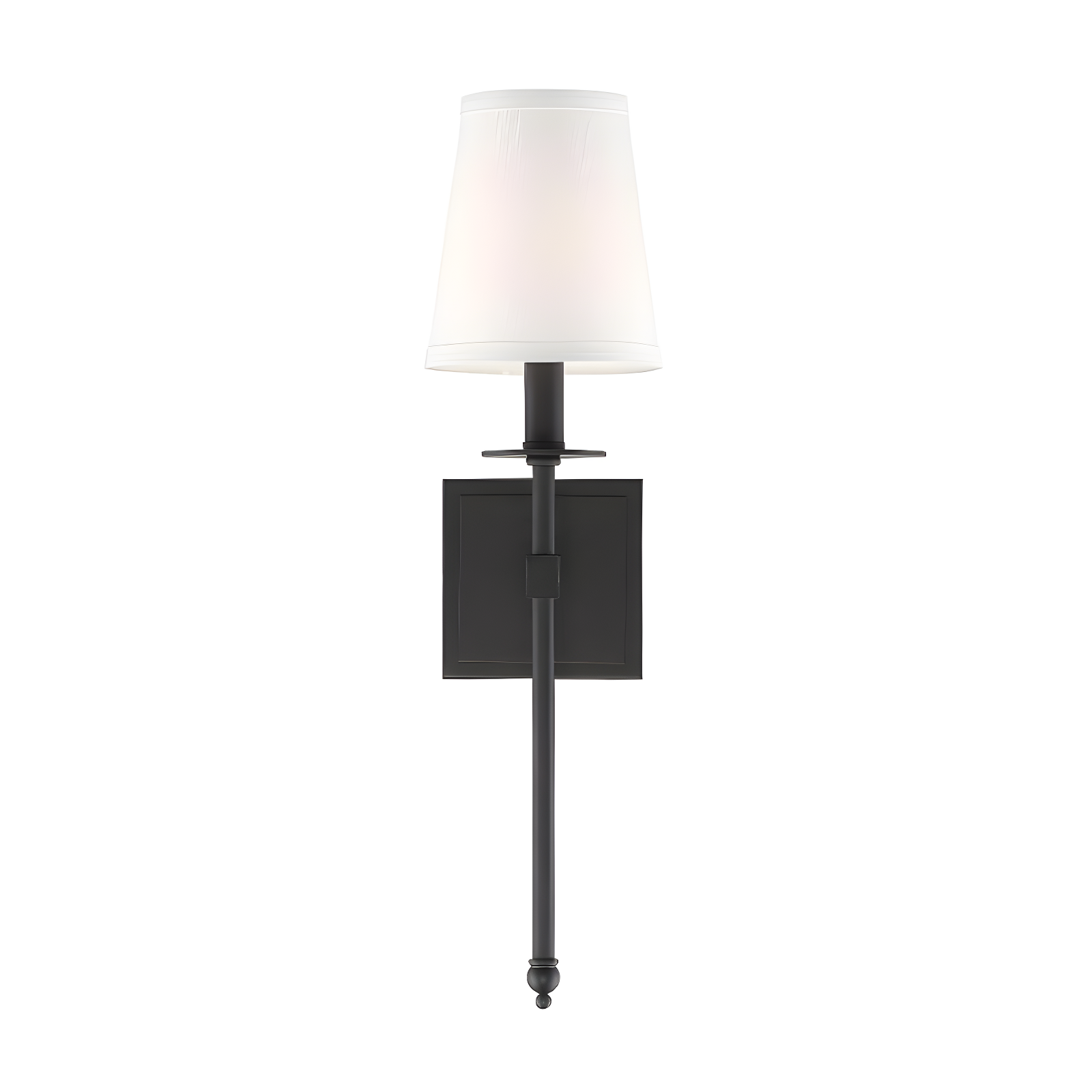 Monroe Matte Black 20" Wall Sconce with White Fabric Shade