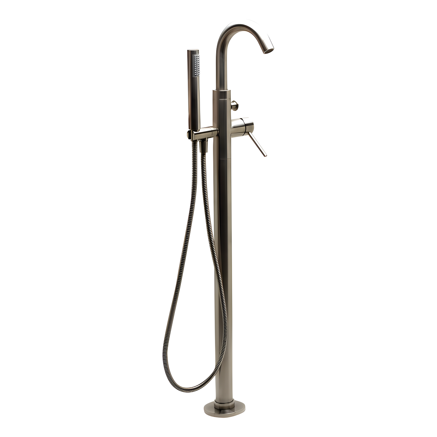 Brushed Nickel Floor Mounted Tub Filler with Handheld Shower