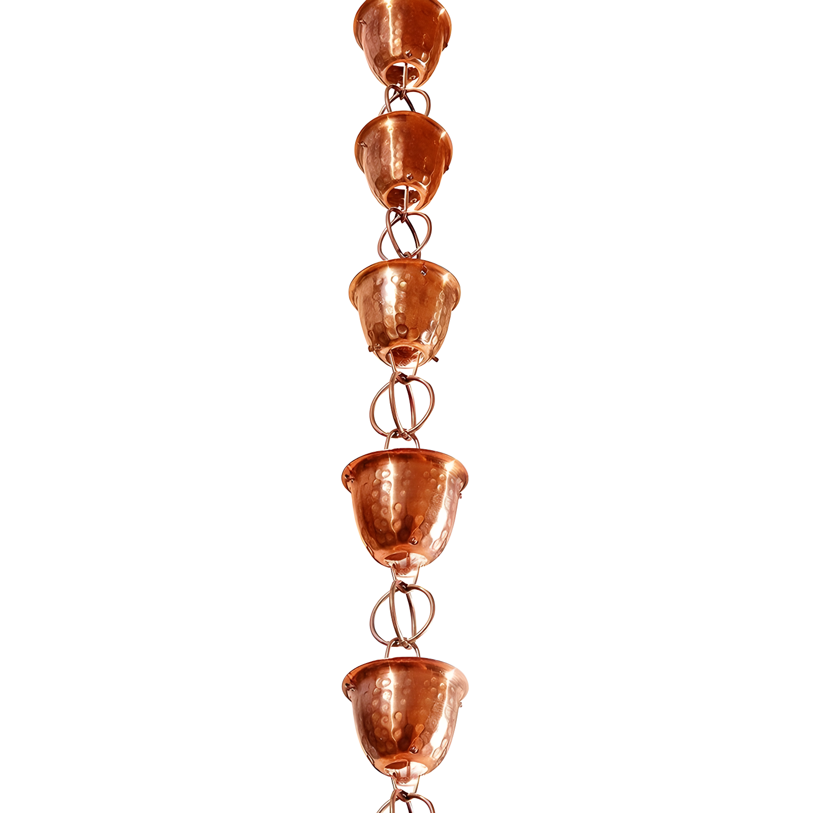 Pure Copper Hammered Cup 3 Ft Rain Chain Extension