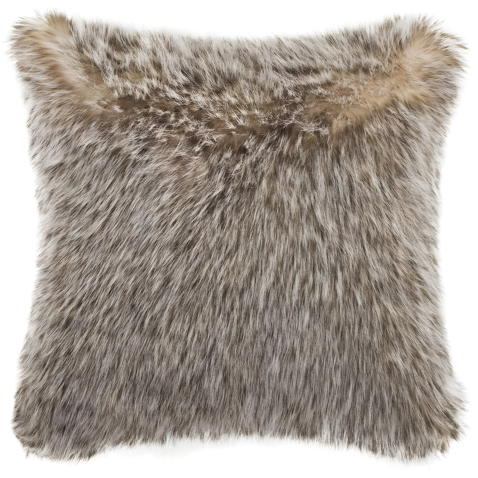 Brown Faux Fur Feather Fill Square Accent Pillow