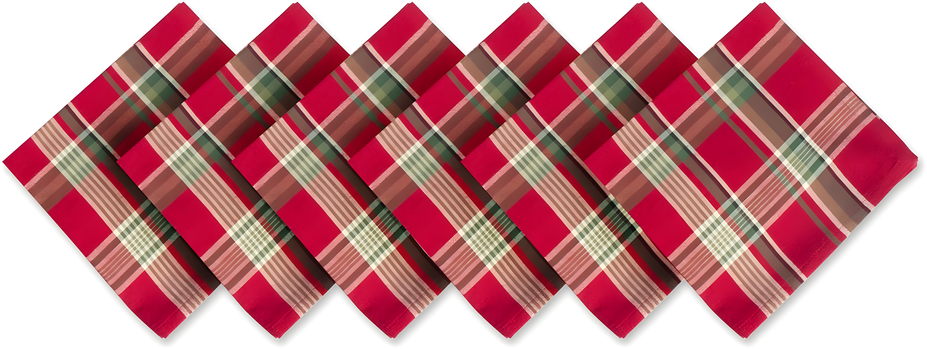 Tango Red Plaid Cotton Christmas Napkin Set, 18x18"