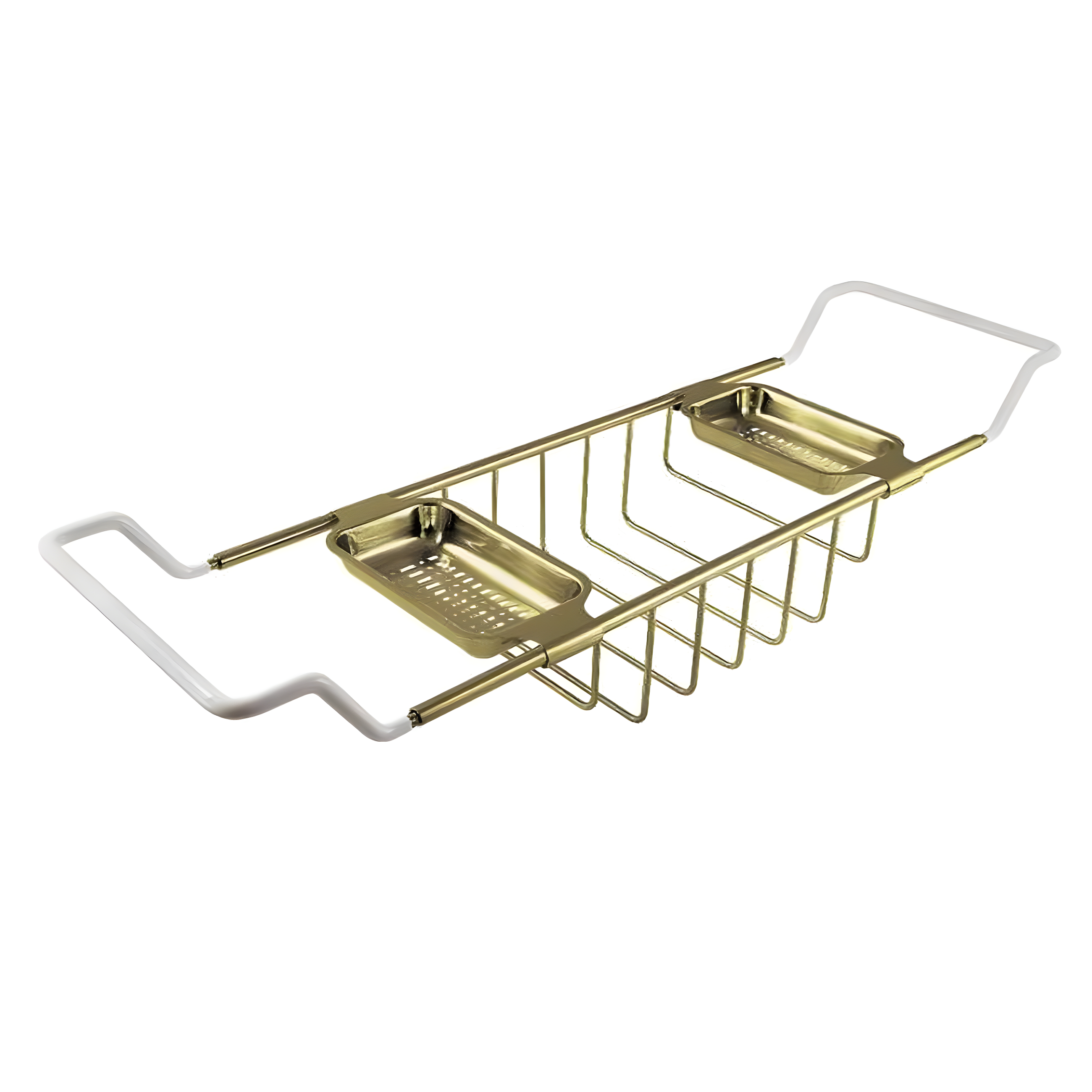 Adjustable Brushed Brass Freestanding Bathtub Caddy Tray