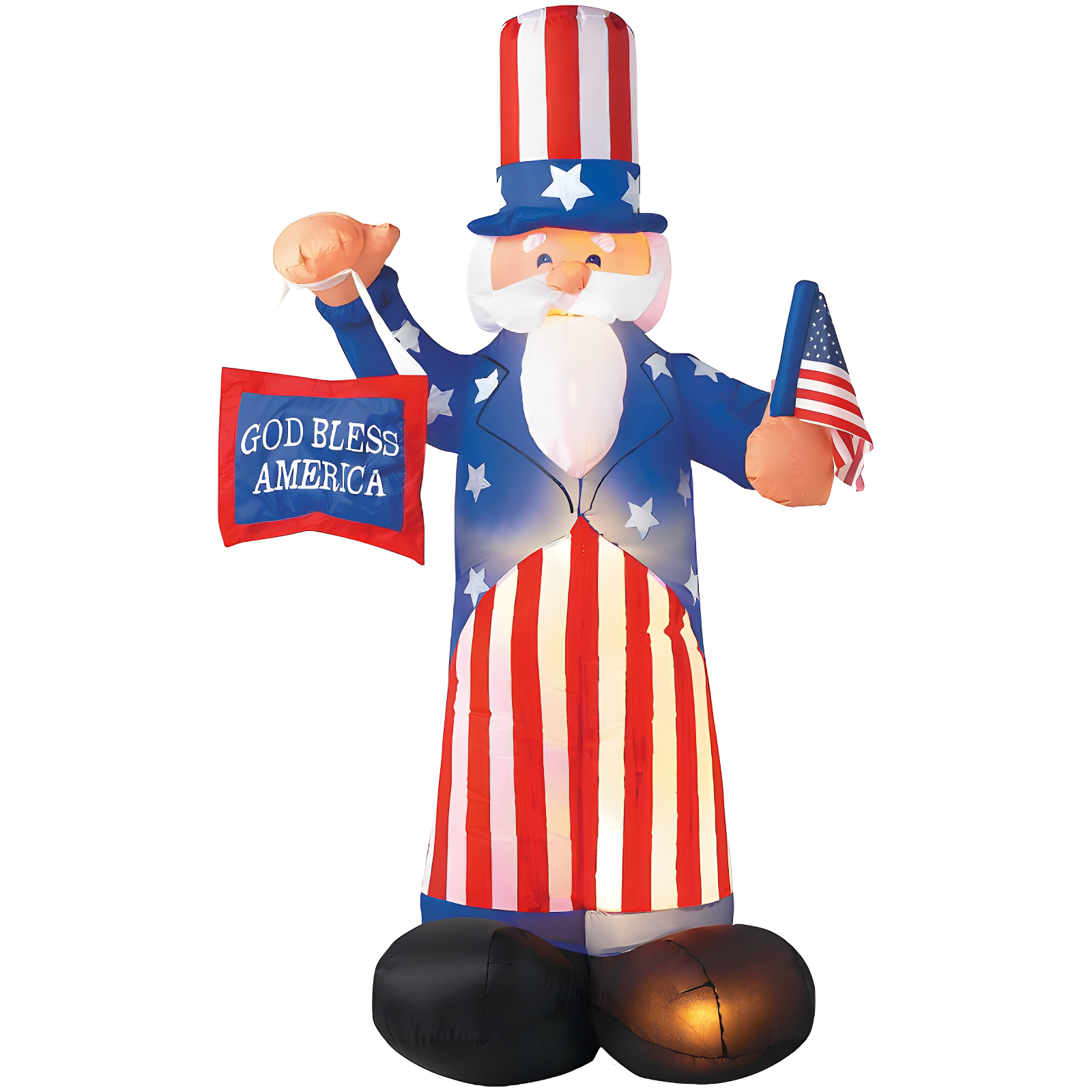 Patriotic Inflatable Uncle Sam with LED Lights - 6 ft