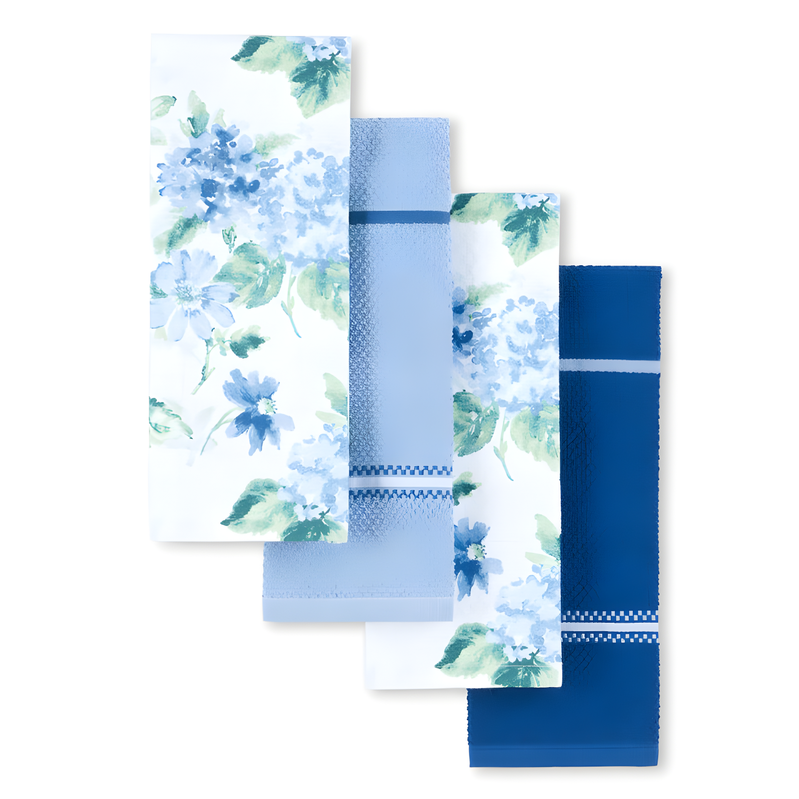 Amber Floral Blue Green Cotton Kitchen Towel Set