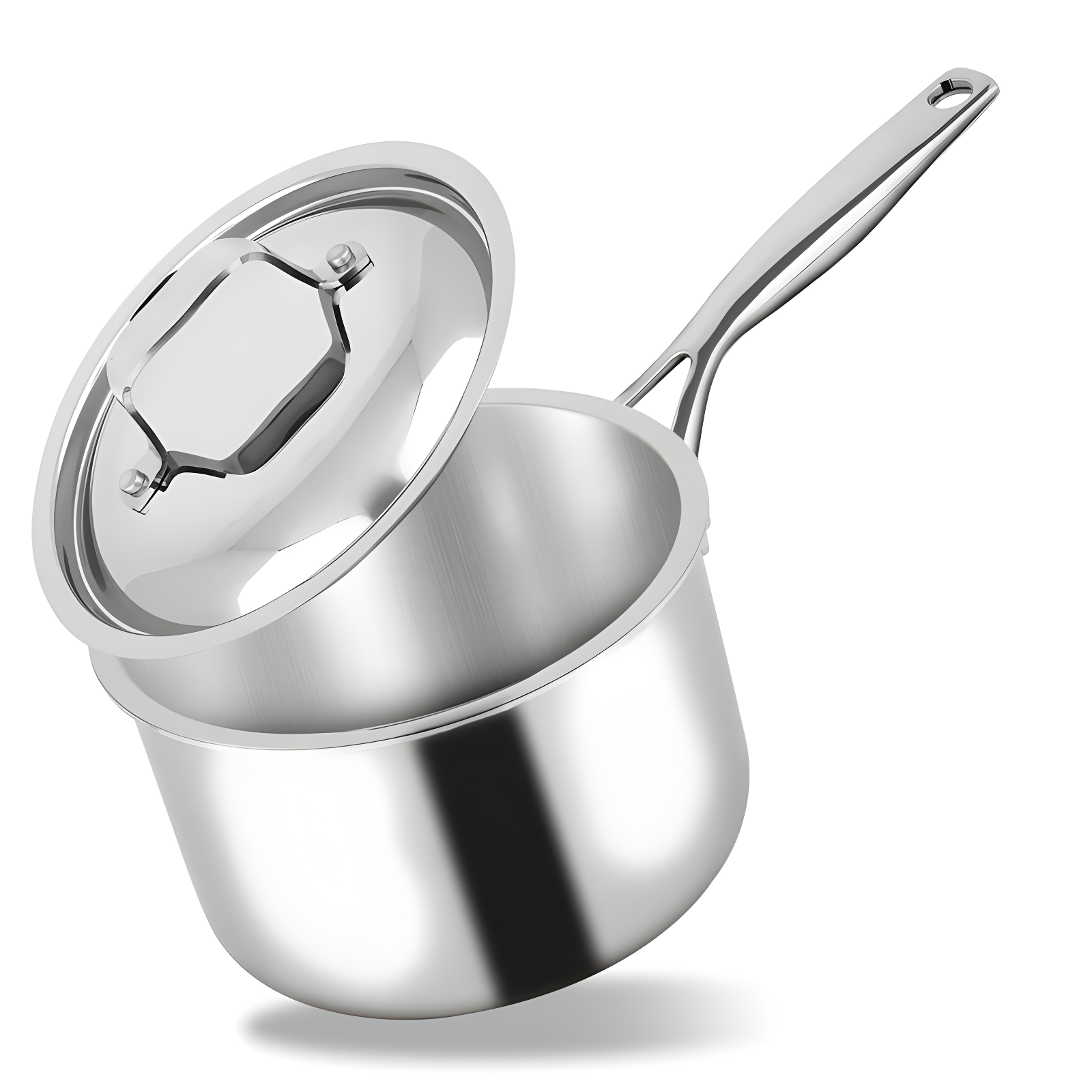 3-Quart Stainless Steel Saucepan with Lid and Polished Finish