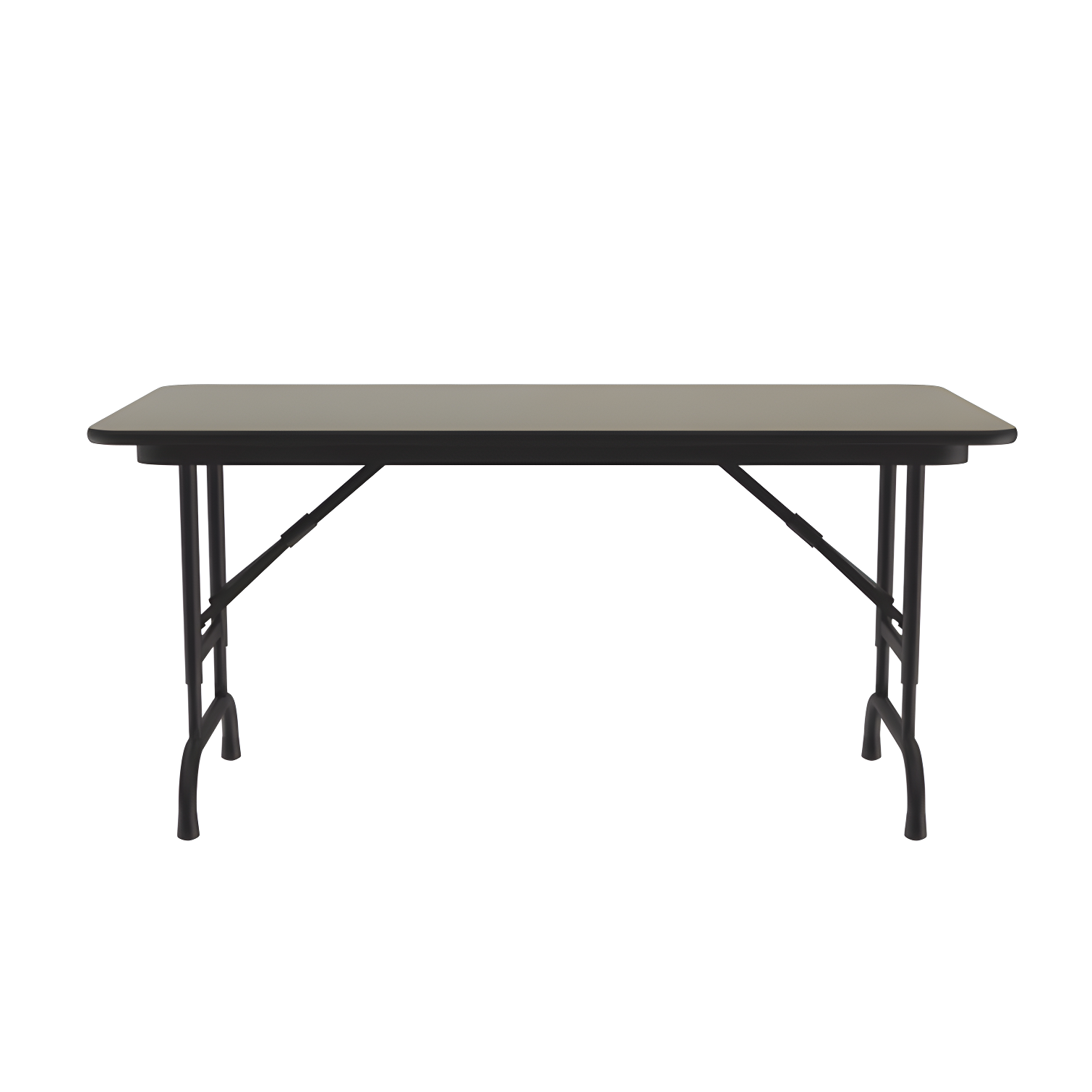 Savannah Sand 60" Rectangular Laminate Folding Table with Adjustable Black Steel Legs