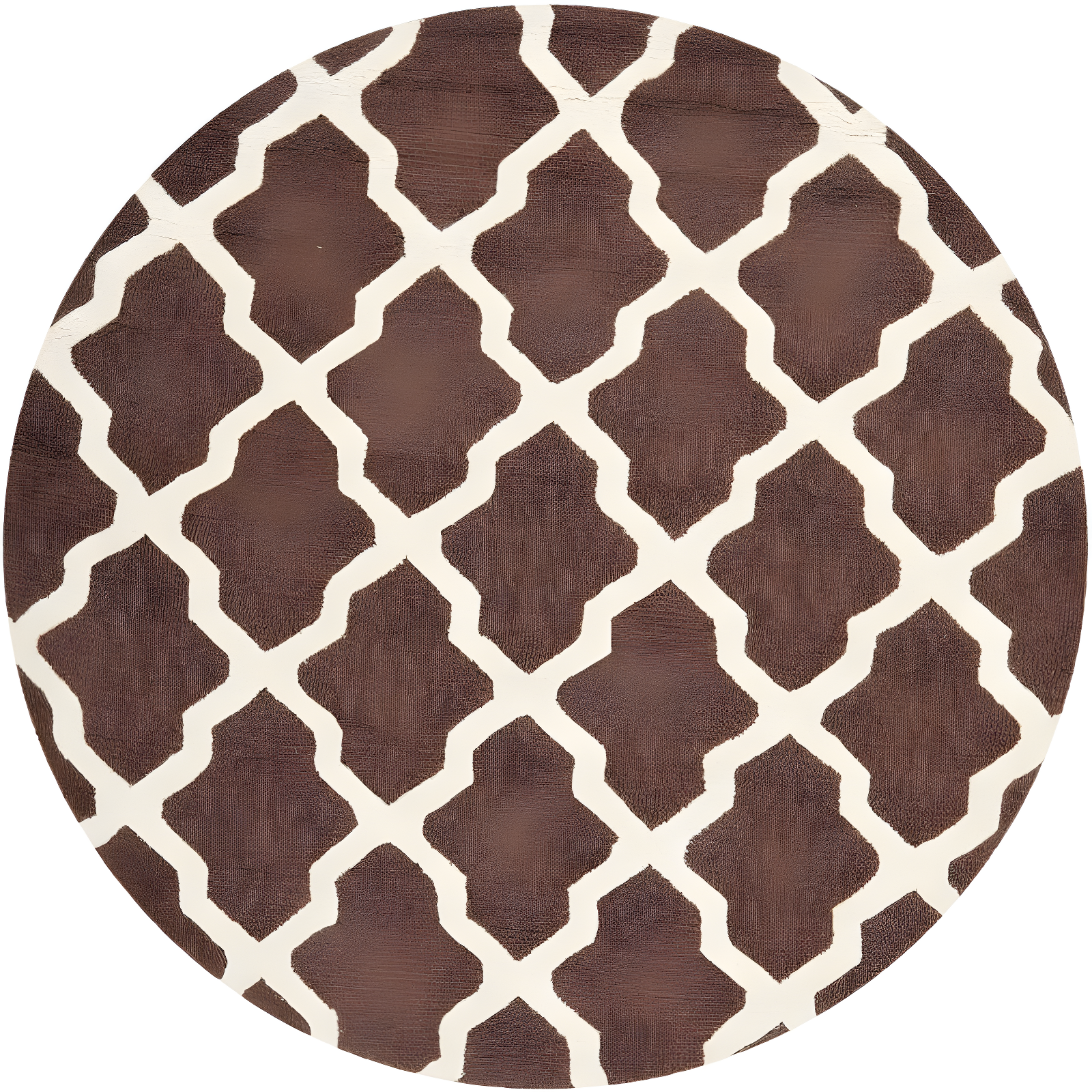 6' Round Dark Brown and Ivory Wool Tufted Area Rug