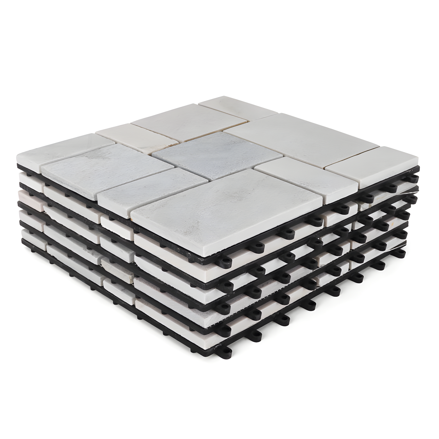 12" x 12" White Slate Interlocking Deck Tiles