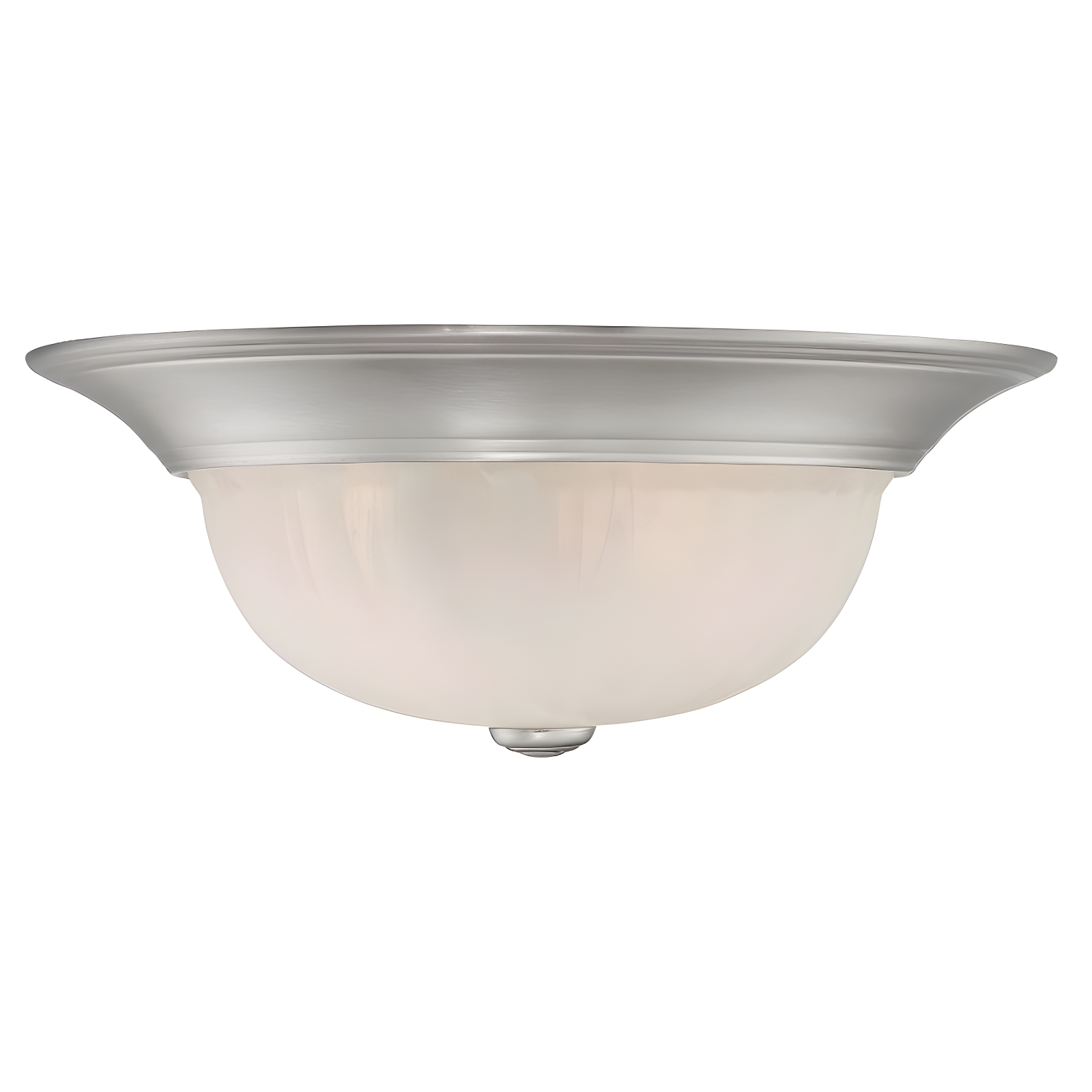 Mission Style Satin Nickel 2-Light Flush Mount with Ribbed Marble Glass