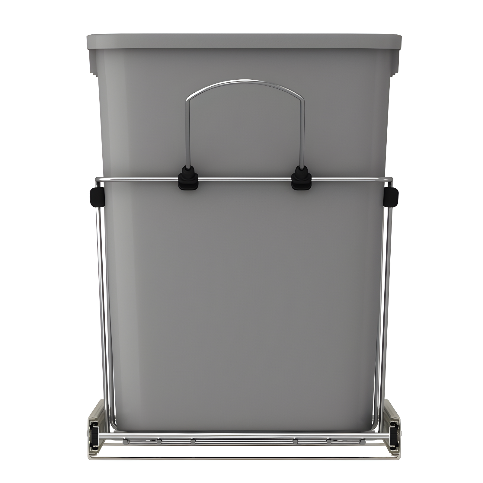 Metallic Silver Double Pull-Out Trash Can for Kitchen Cabinets