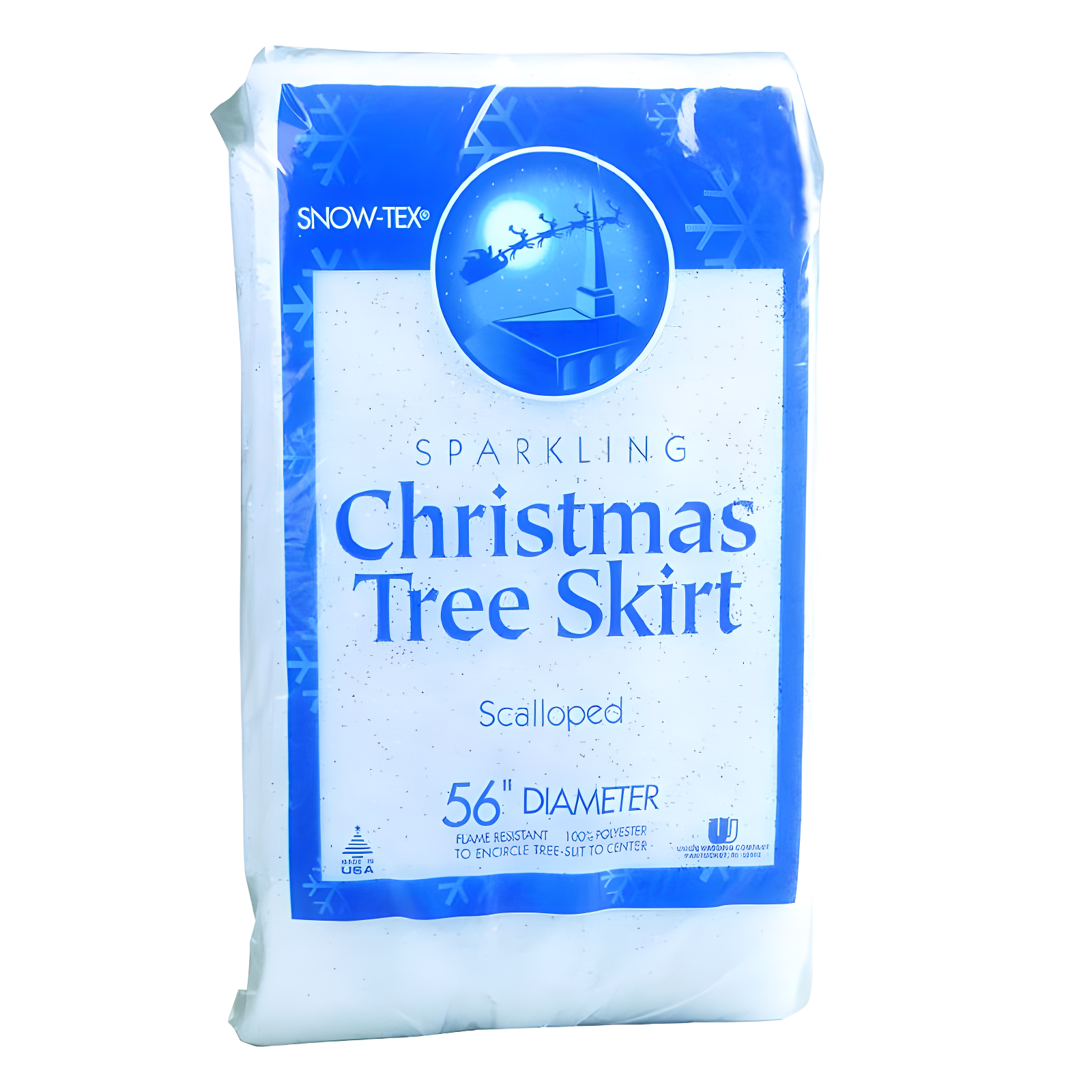 Buffalo White Sparkling Snowflake Polyester Tree Skirt 56 in.