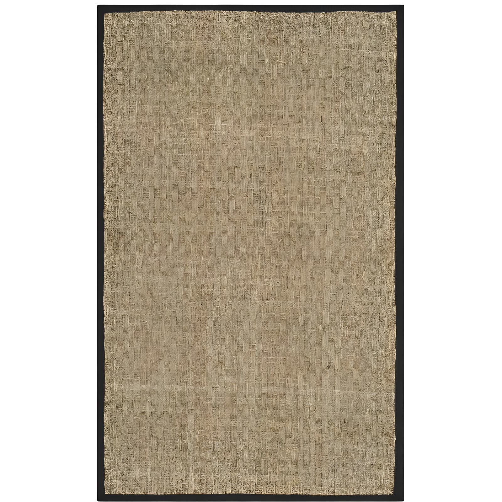 Hand-Knotted Natural Fiber 2' x 3' Natural/Black Rectangle Rug