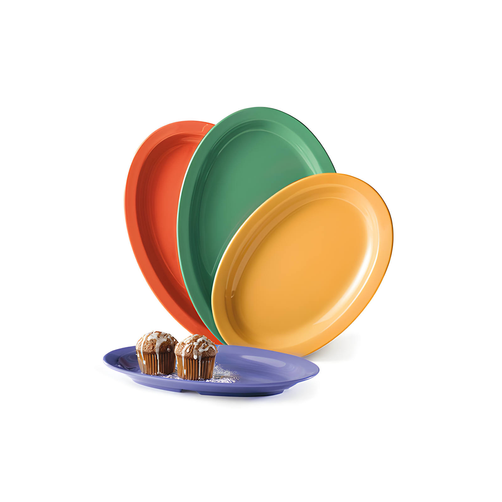 Multicolor Melamine Oval Serving Platters Set of 12