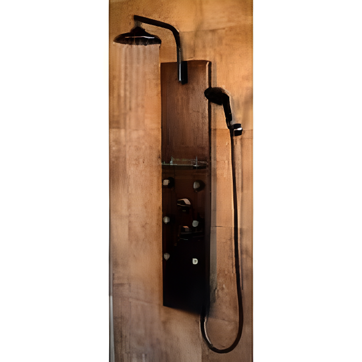 Sedona Hammered Copper and Oil-Rubbed Bronze Shower Panel with Rain Showerhead