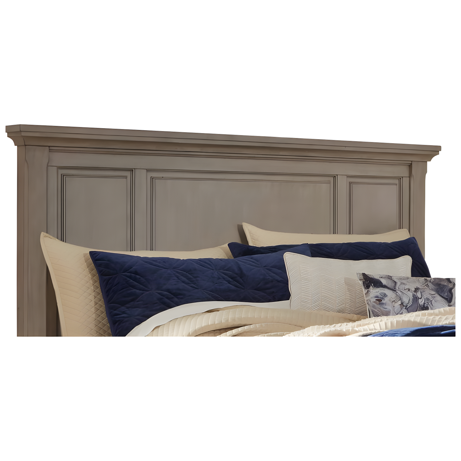 Gray Queen Traditional Wood Panel Bed with Storage