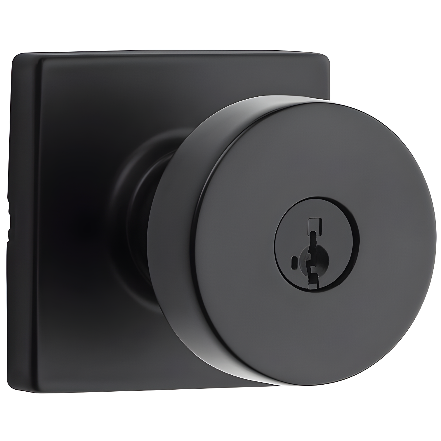 Matte Black Modern Metal Keyed Entry Door Knob