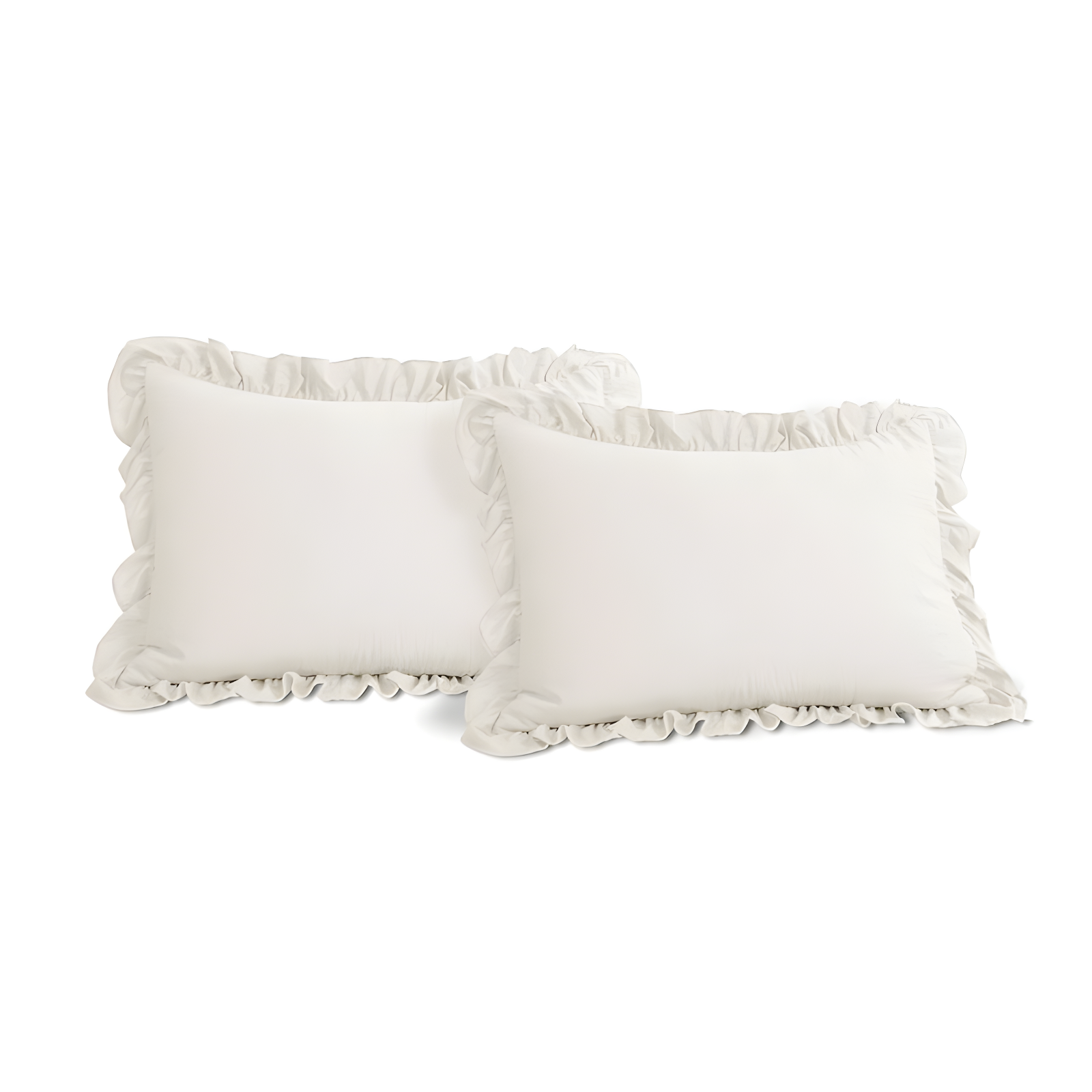 King Off-White Microfiber Ruffled Comforter Set