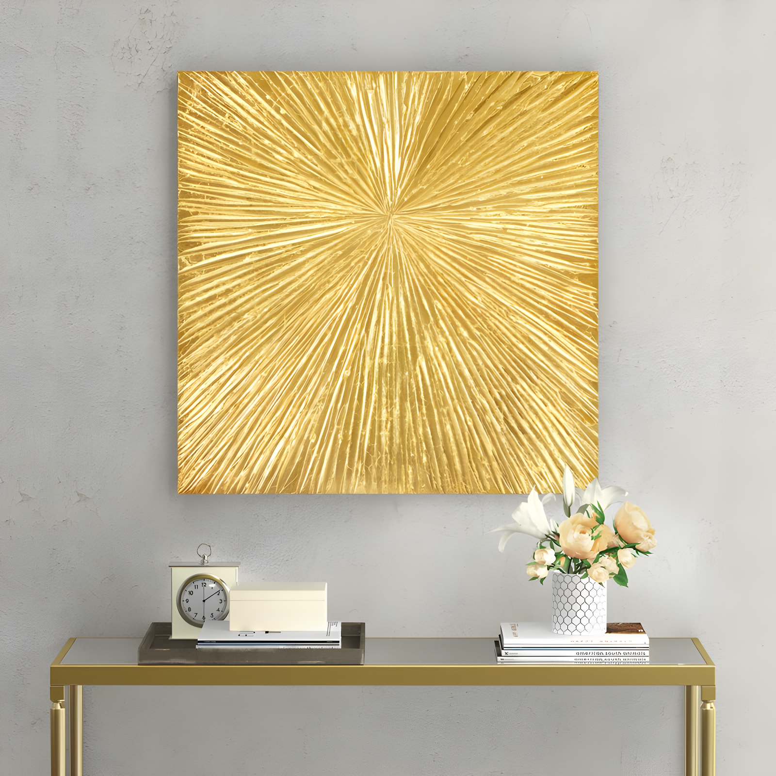 30" Gold Sunburst Resin Dimensional Wall Art Box