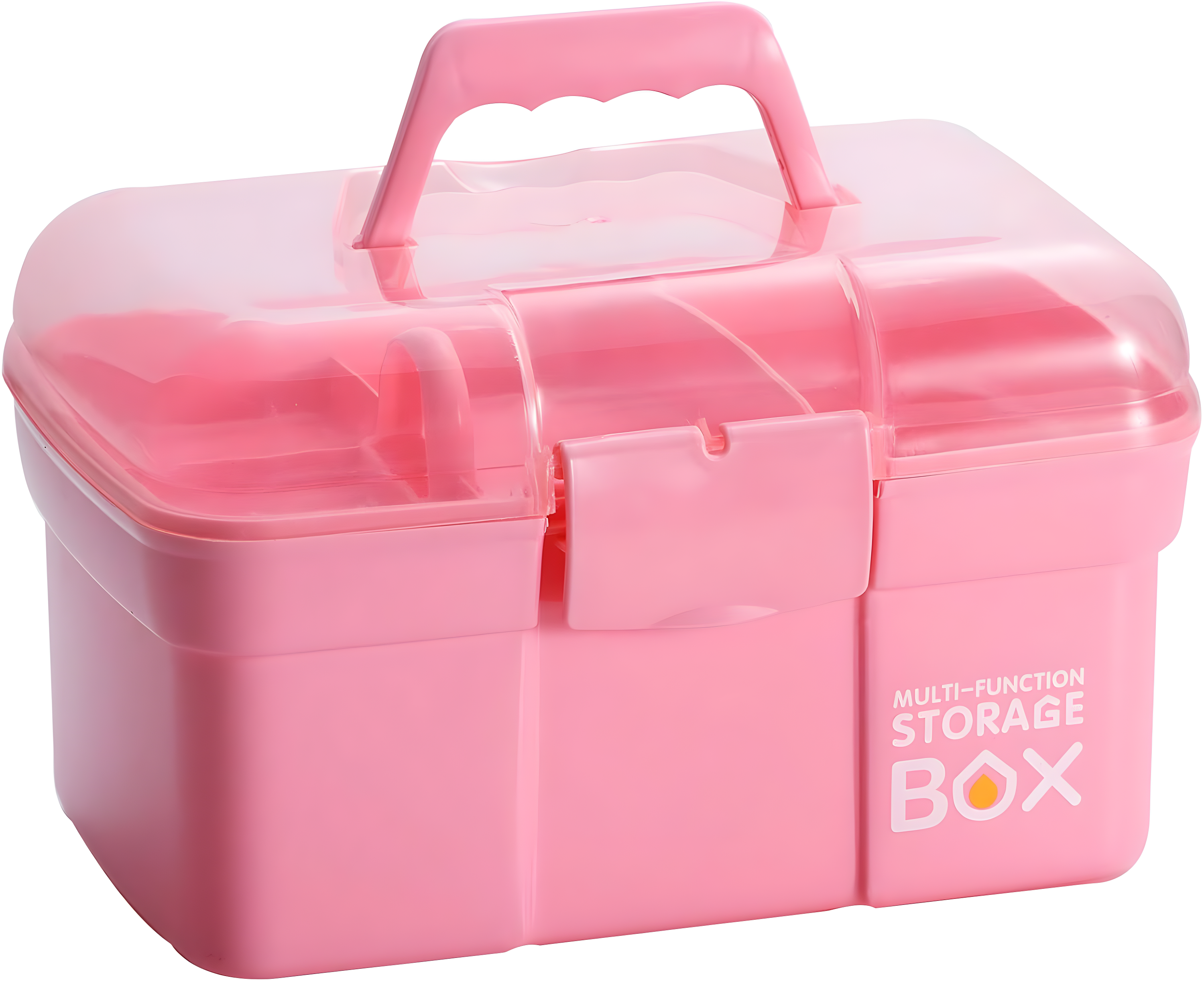 Pink Plastic Storage Box with Removable Tray