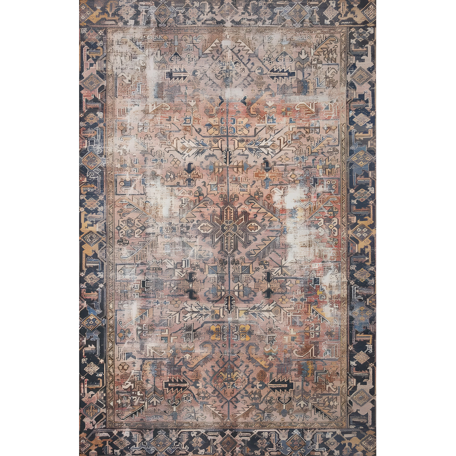 Jules 18" x 18" Terracotta and Multi Polyester Area Rug