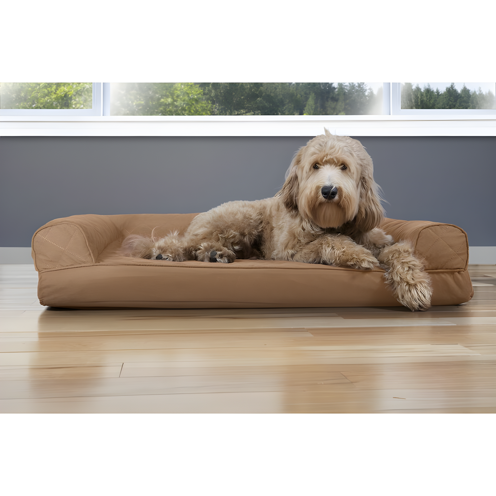 Large Toasted Brown Orthopedic Cooling Gel Foam Pet Sofa Bed