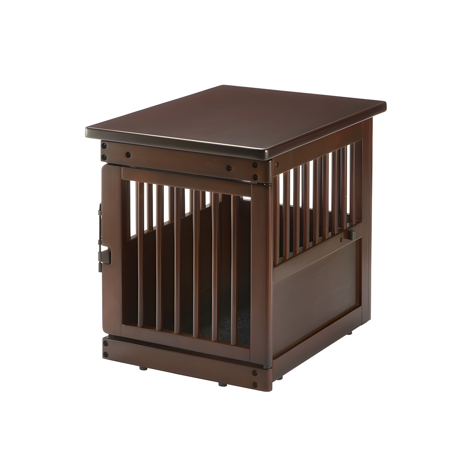 Medium Dark Brown Wooden End Table Pet Crate