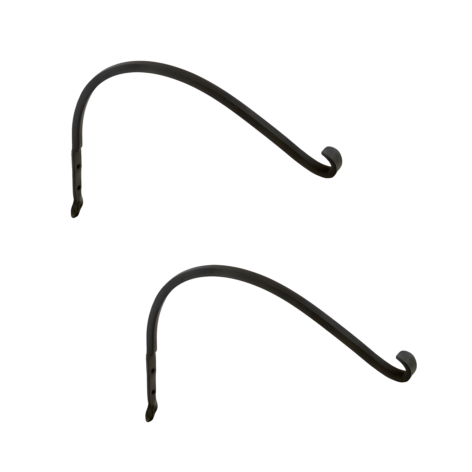 Black Wrought Iron Wall Hook Brackets, 16-inch, Set of 2