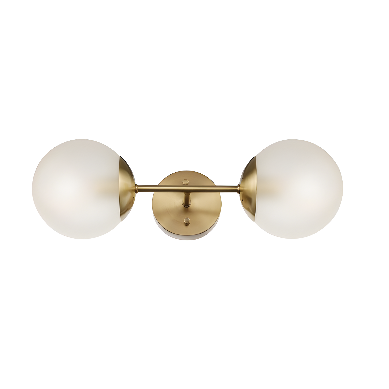 Matte Brass 2-Light Wall Sconce with Frosted Glass Shades