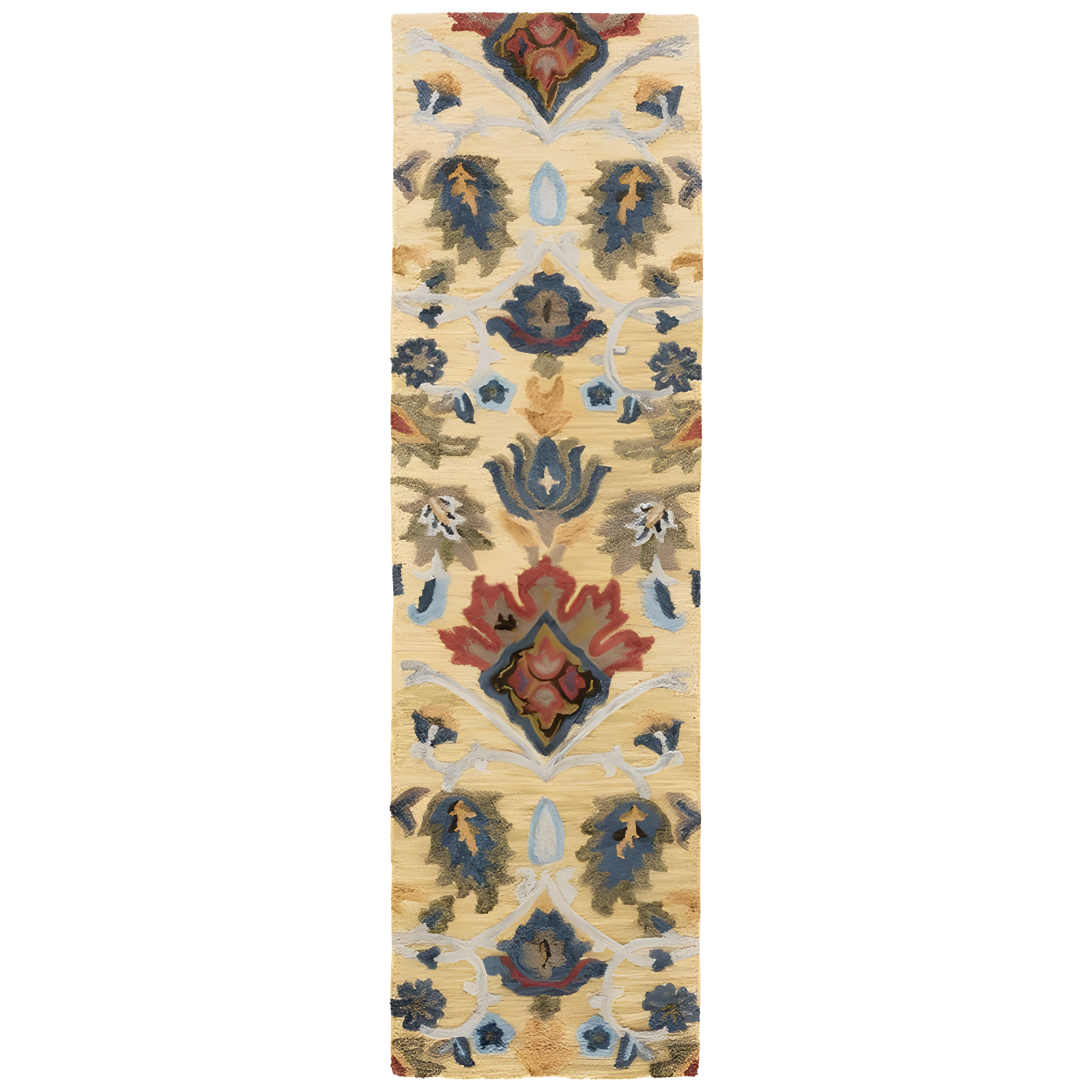 Hand-Tufted Gold and Multicolor Wool Runner Rug 27"x12"