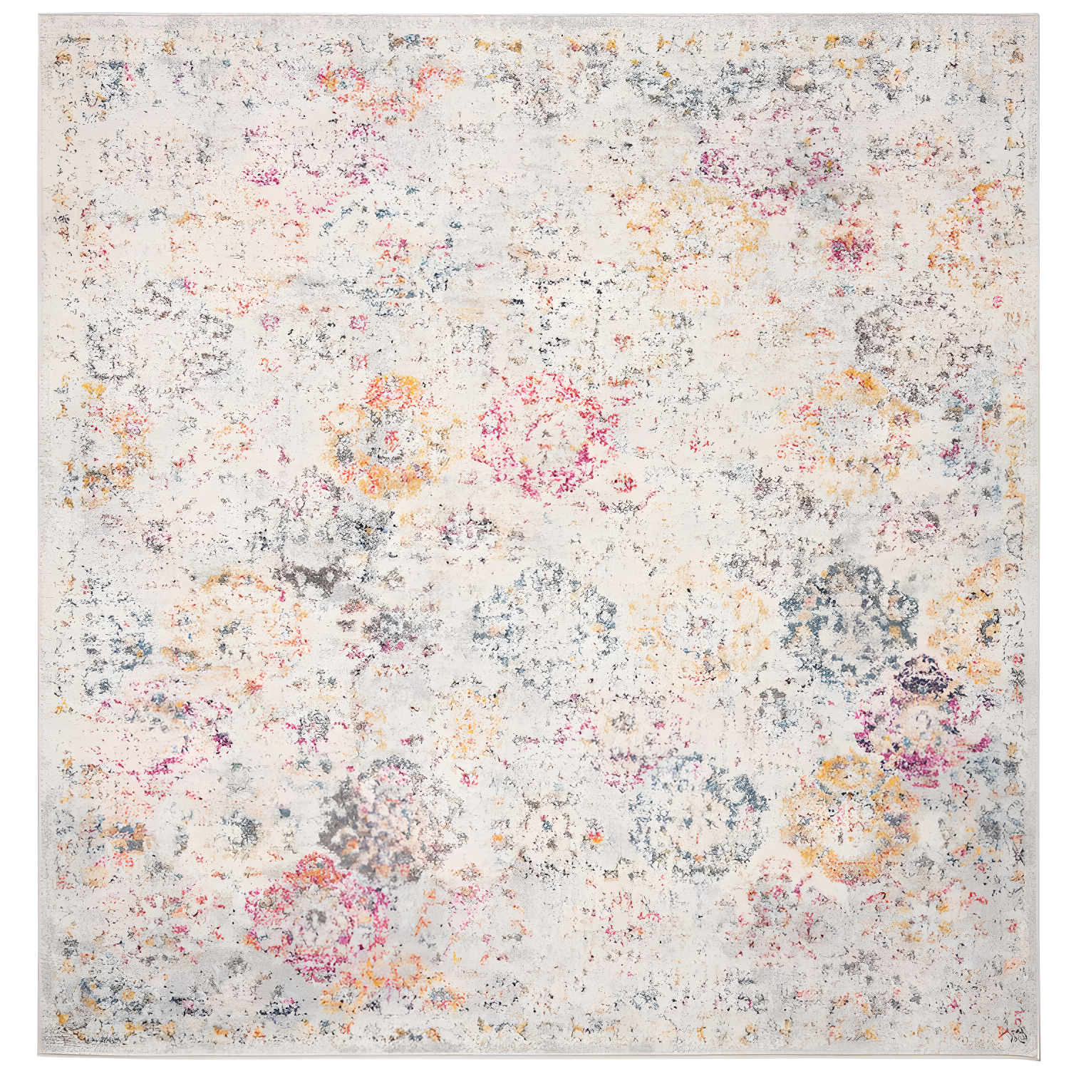 Elysian Grey and Gold Square Synthetic Reversible Area Rug