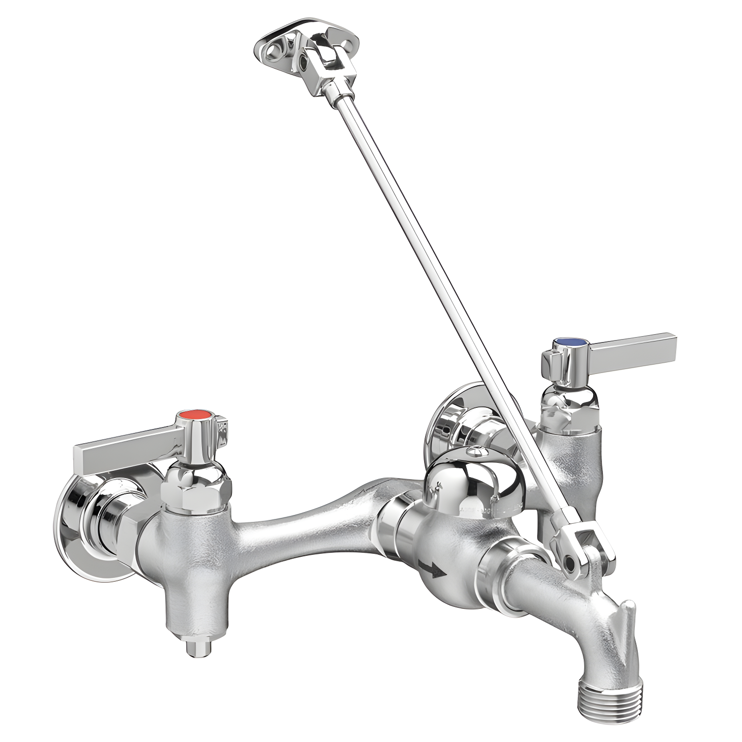 Chrome Wall-Mounted Utility Sink Faucet with Lever Handles