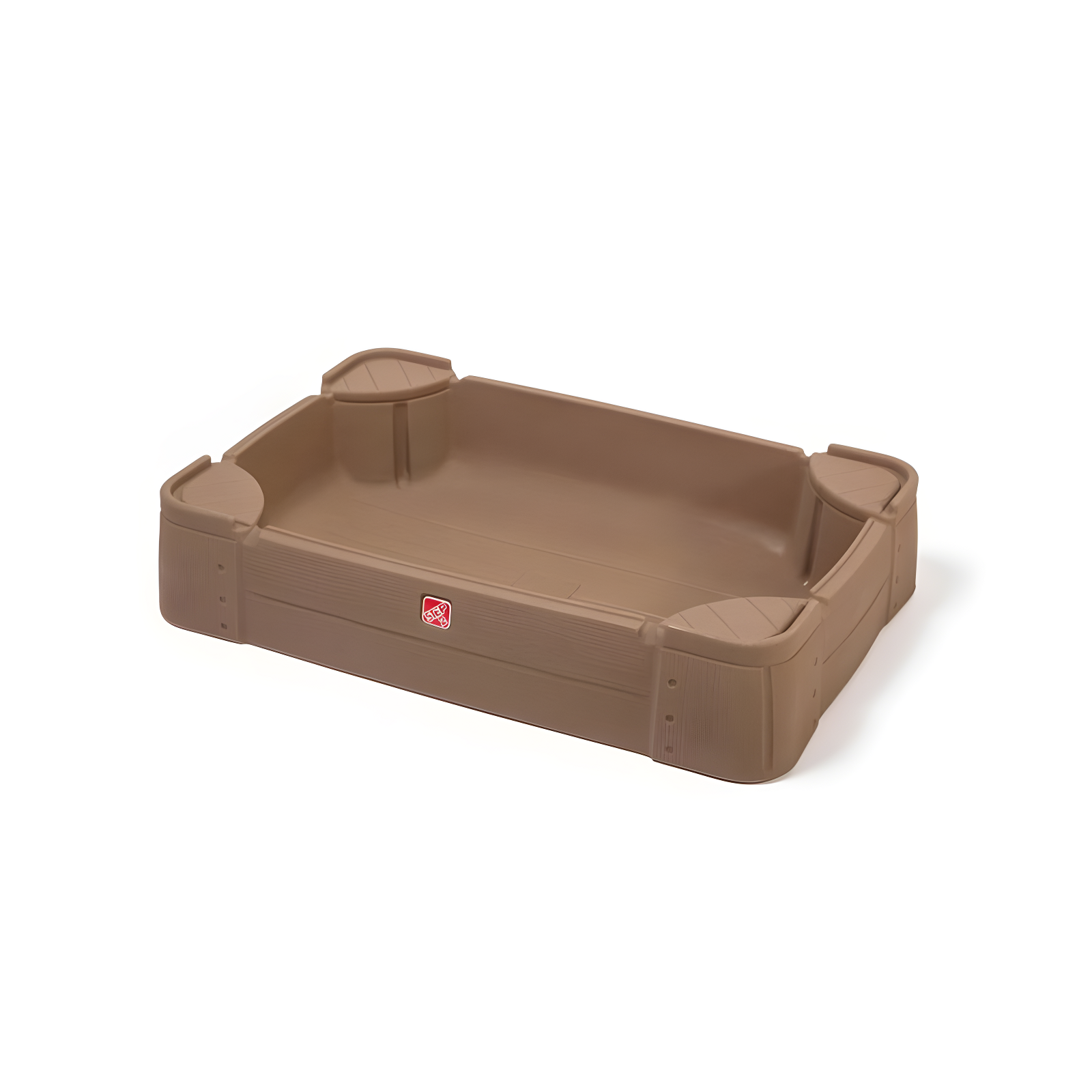 Brown Plastic Rectangular Sandbox with Molded Seats