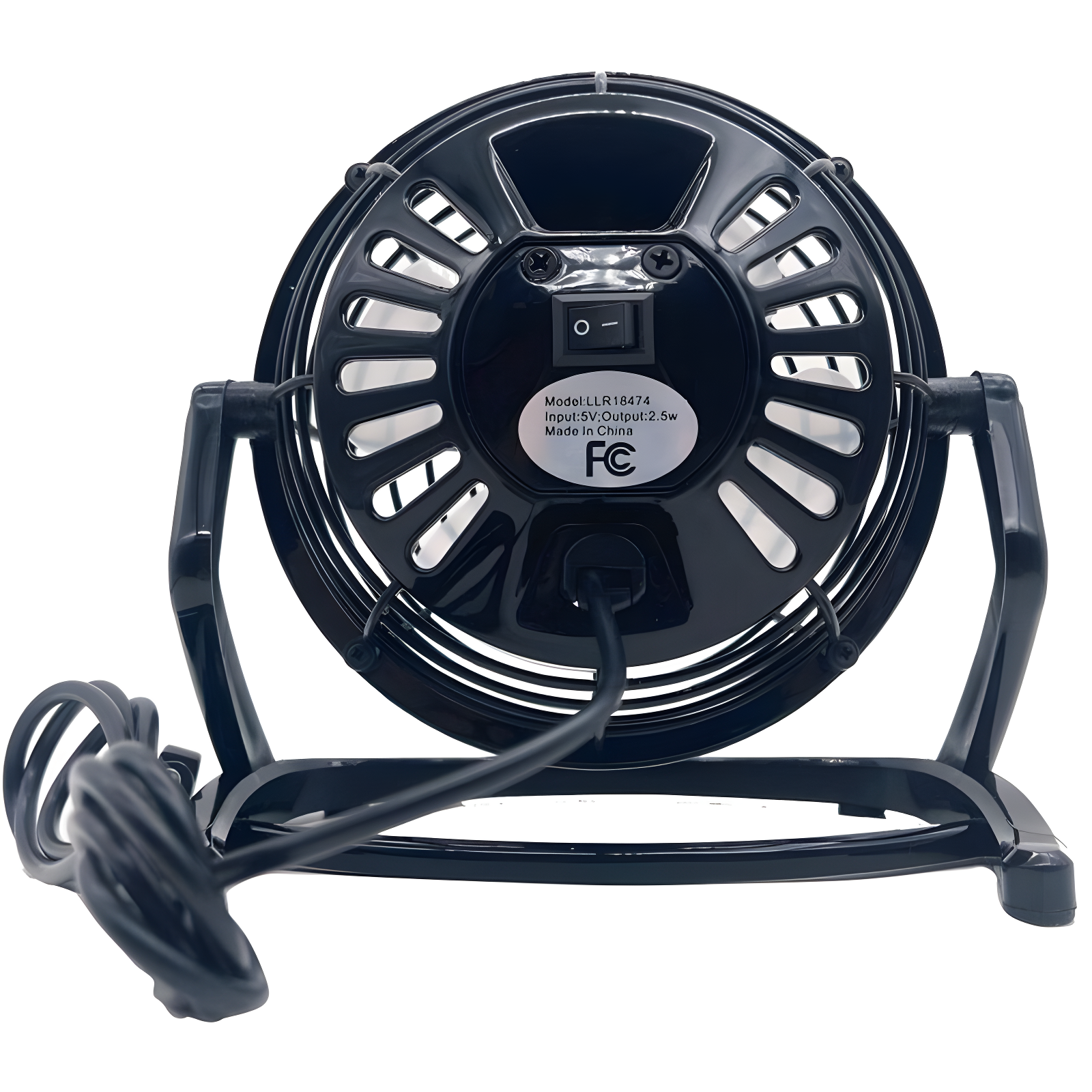 Compact Black USB-Powered Adjustable Desk Fan