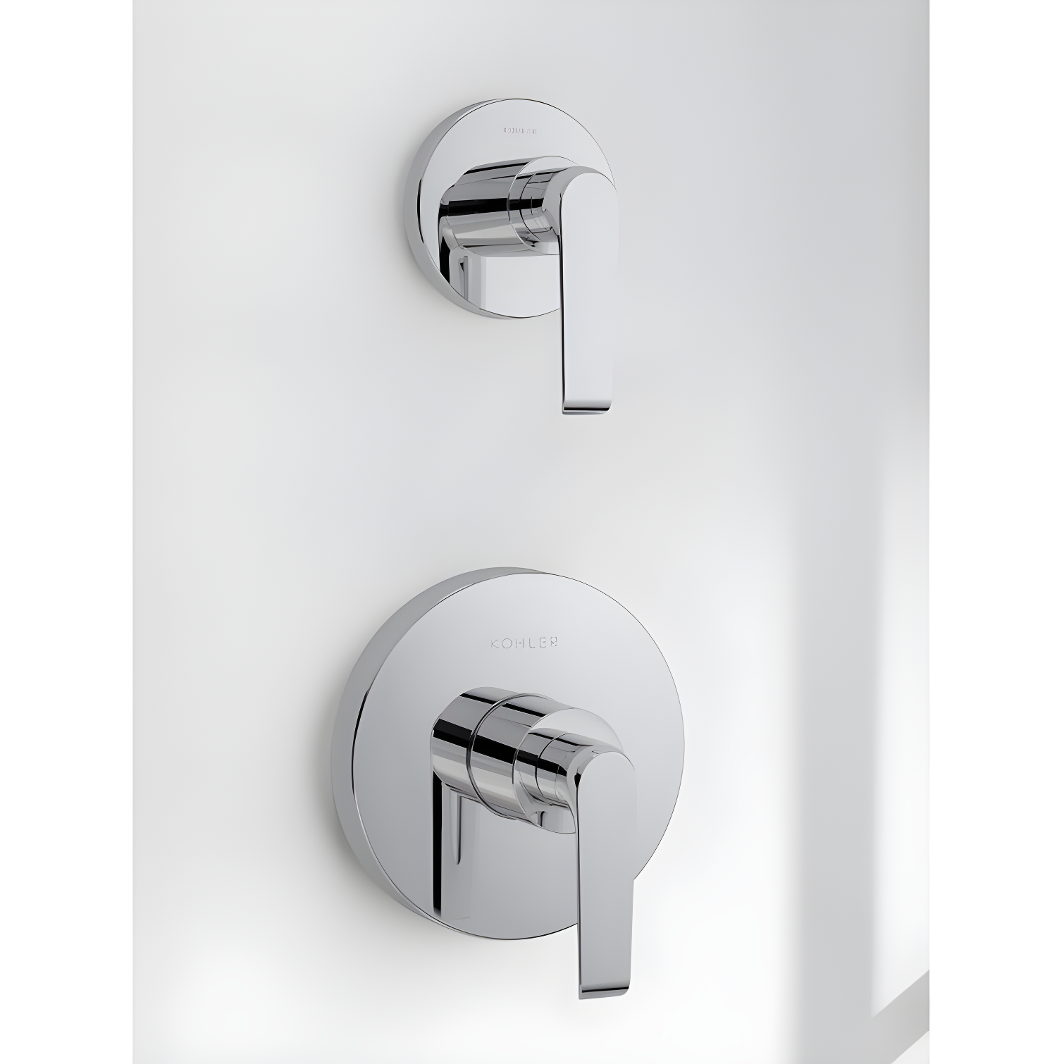 Polished Chrome Wall-Mounted Lever Valve Trim