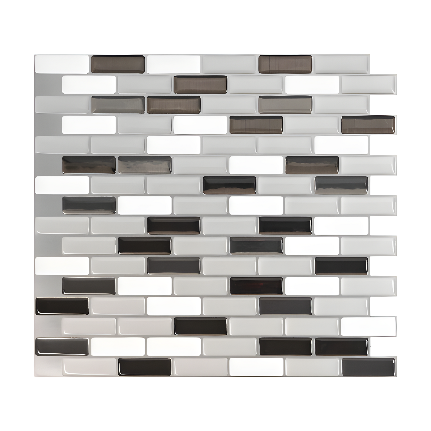 Murano Metallik Gray Glossy Peel and Stick Wall Tile