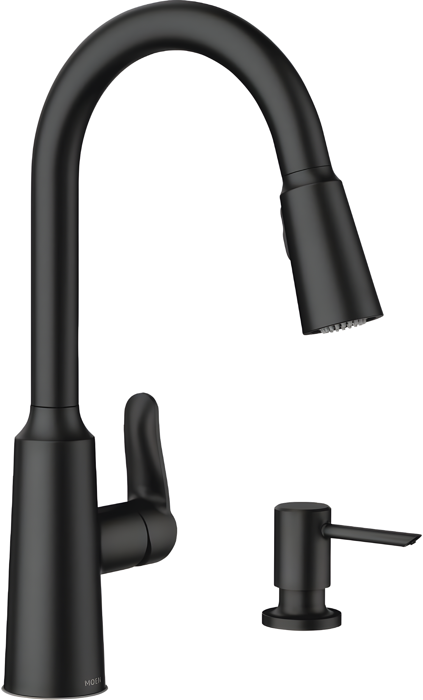 Matte Black High Arc Pull-Down Kitchen Faucet with Soap Dispenser