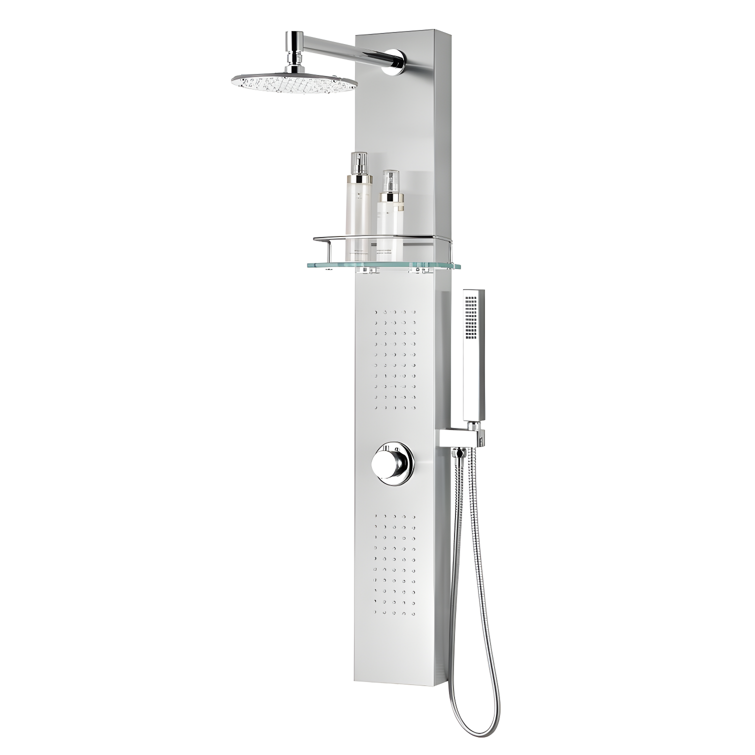 Coastal 44'' Brushed Steel Shower Panel with Rain Shower Head