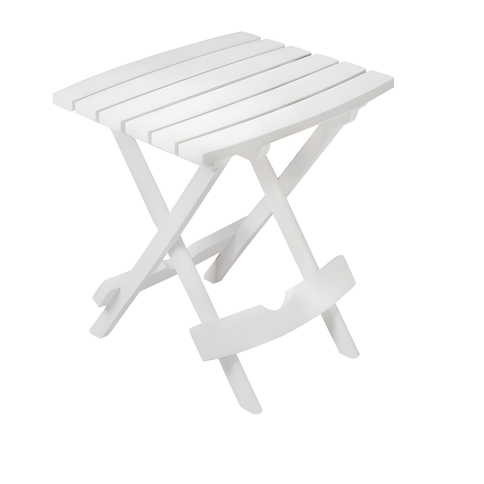 Quik-Fold Portable White Resin Outdoor Side Table