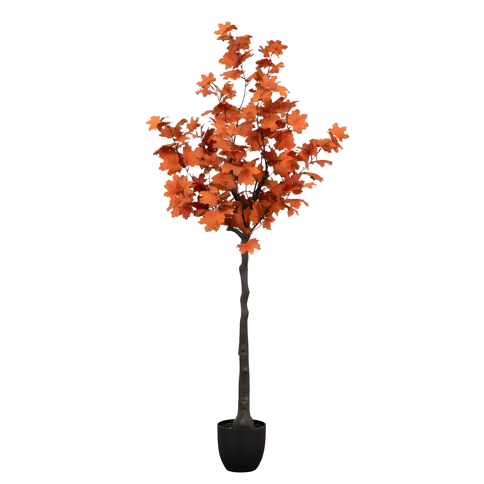 5-Foot Orange Maple Artificial Fall Tree in Black Pot