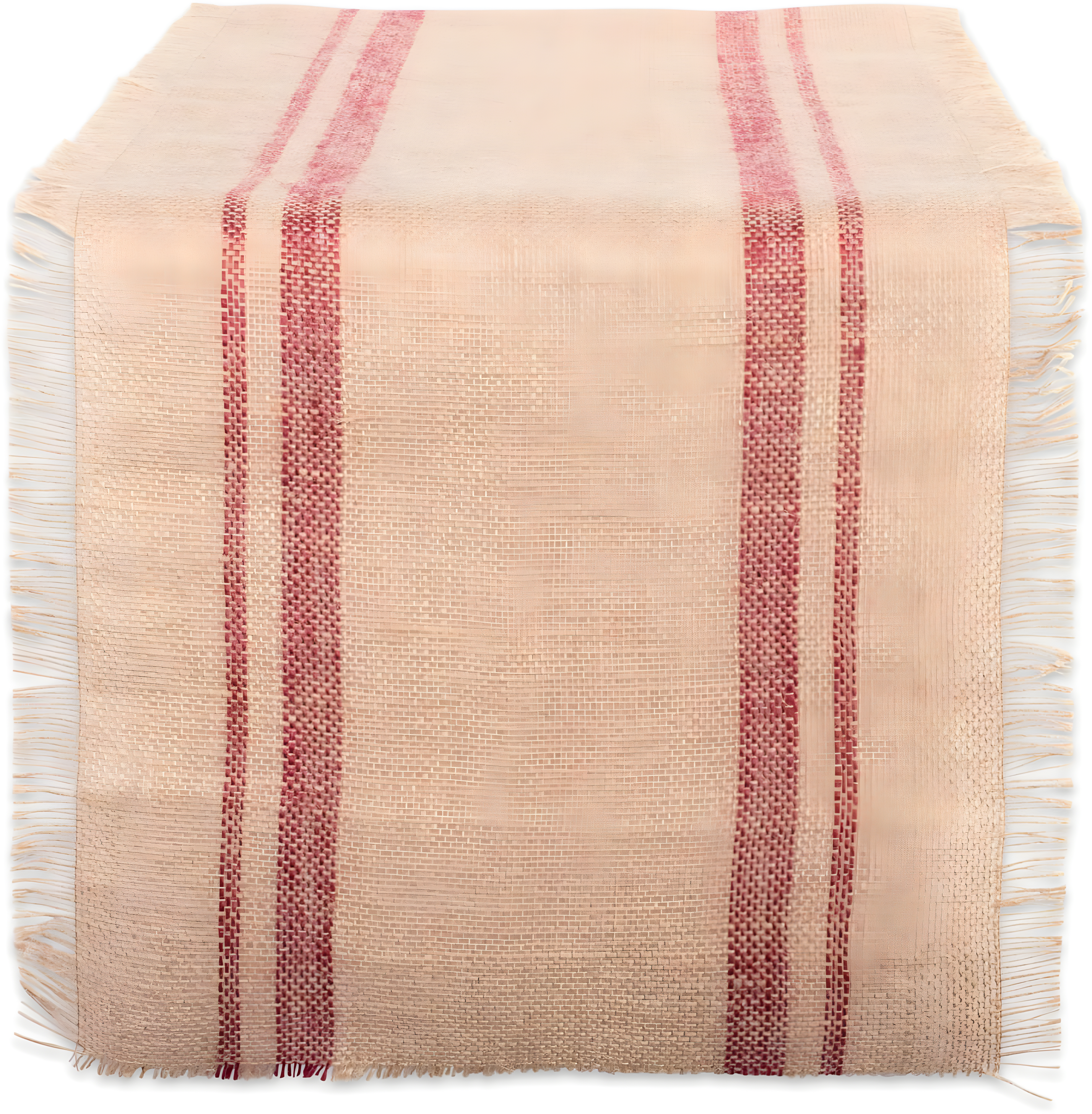 Barn Red Jute Burlap Table Runner with Double Border