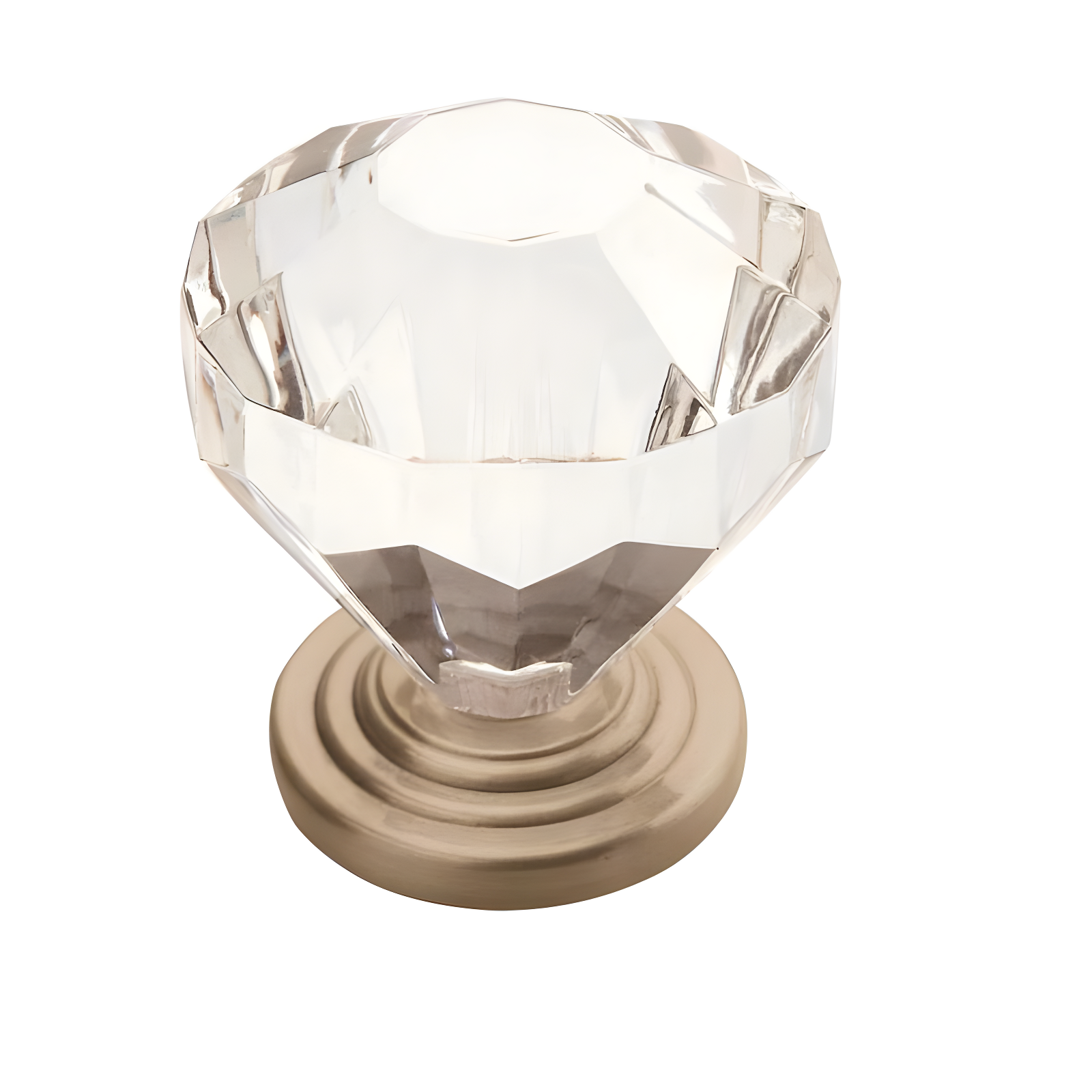 Satin Nickel and Clear Crystal Cabinet Knob 1-1/4"